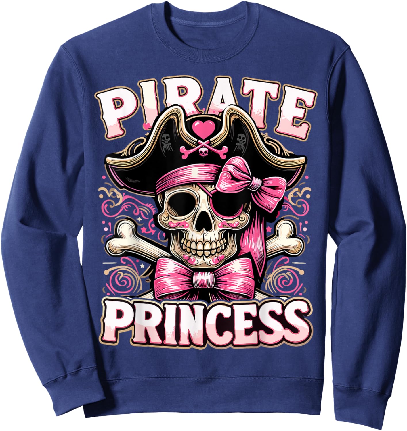 Funny Halloween Costume Pirate Princess Coquette Bow Sweatshirt - Sweatshirt | Navy