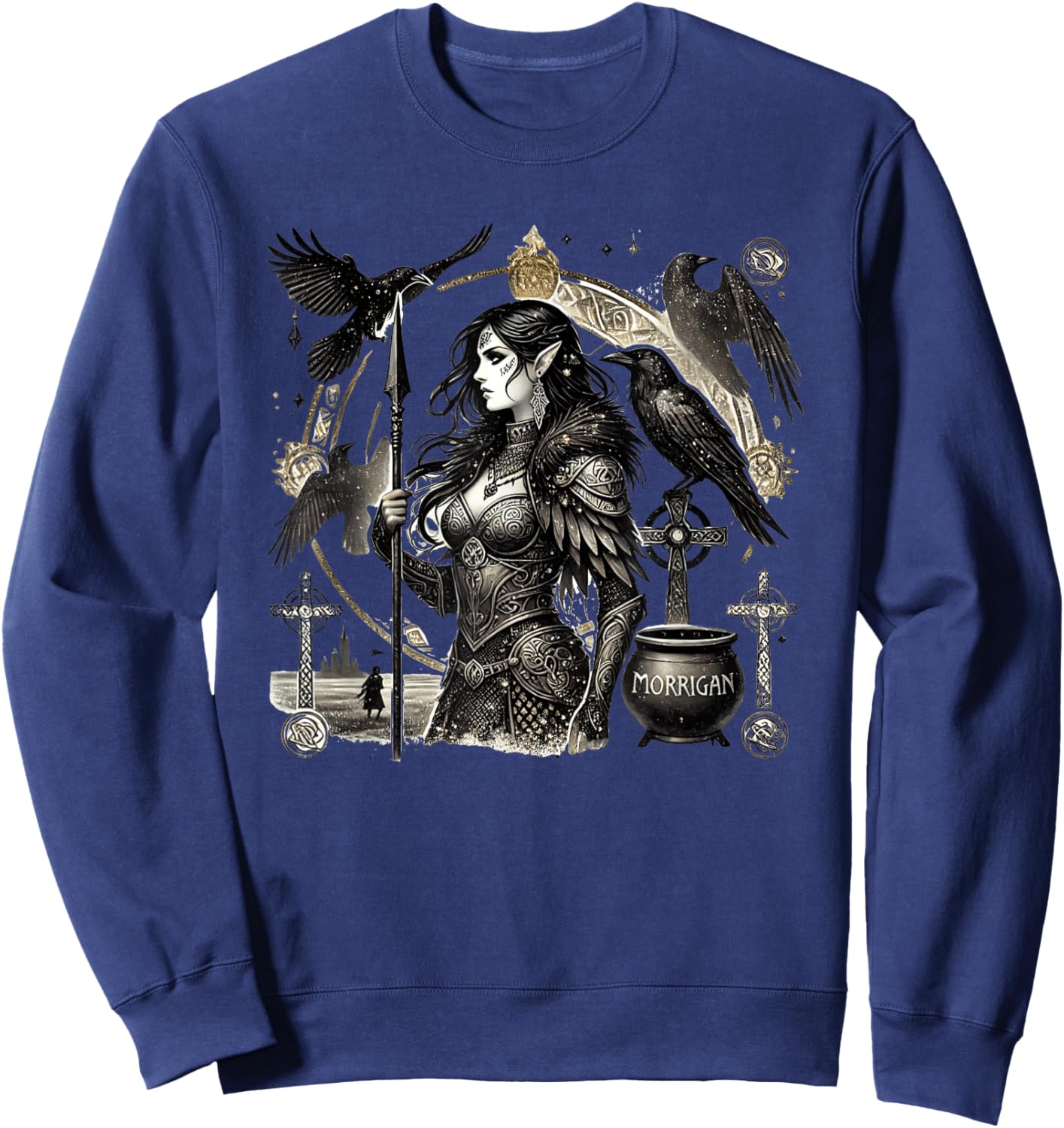 The Morrigan: Celtic Goddess of War and Fate, Raven Power Sweatshirt - Sweatshirt | Navy