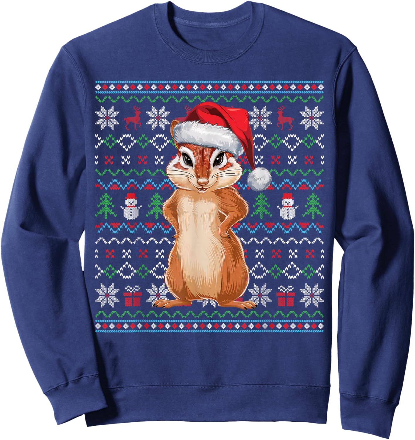 Ugly Chipmunk Lovers Xmas Sweater Santa Christmas Sweatshirt - Sweatshirt | Navy