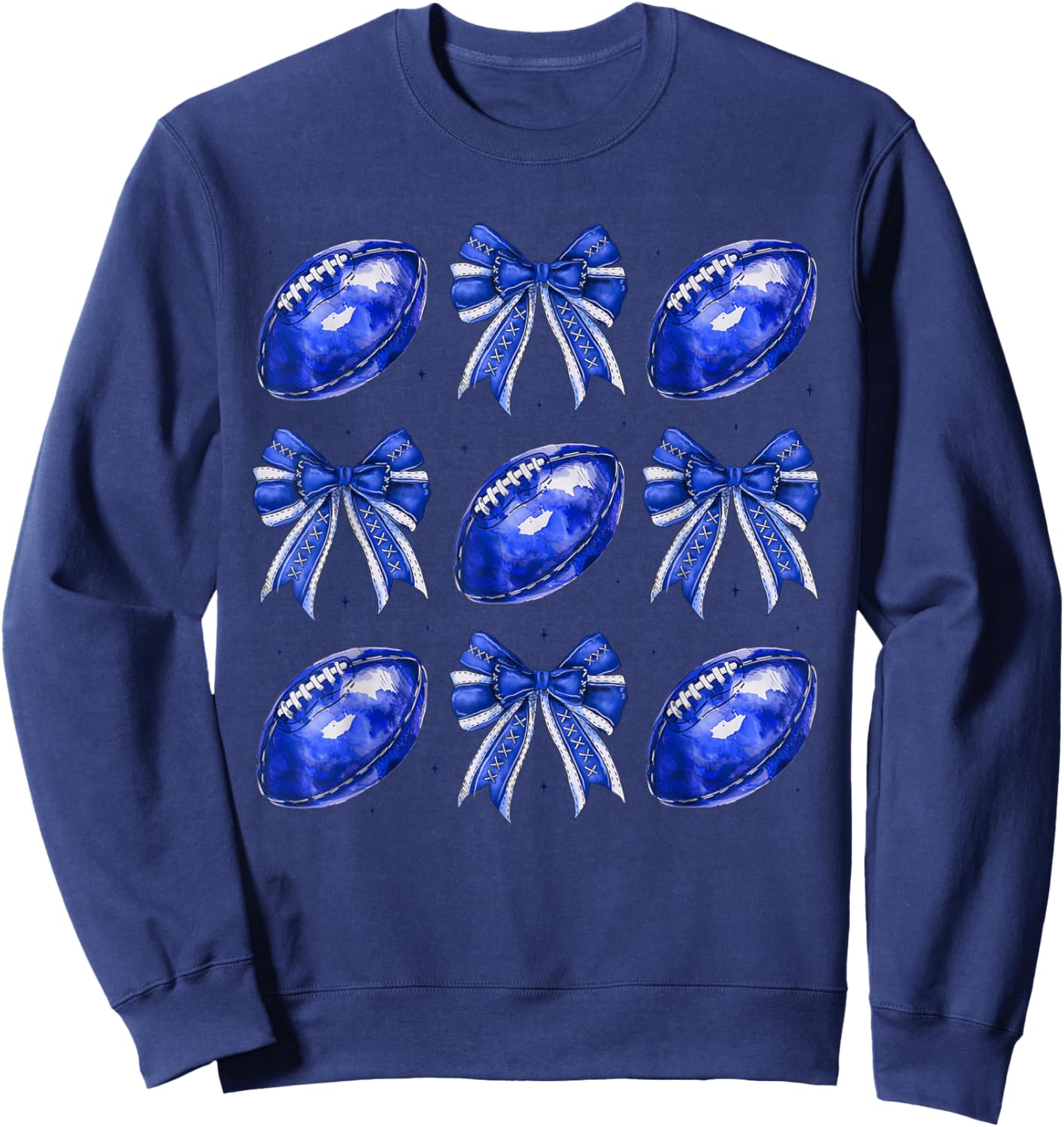 Cute Coquette Bow Game Day American Football Player Coach Sweatshirt - Sweatshirt | Navy