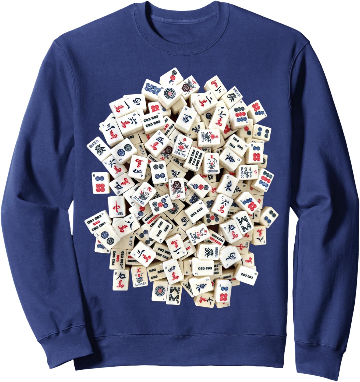Mah Jong Tiles, Mah Jongg, Mahjong Game Tiles Sweatshirt - Sweatshirt | Navy