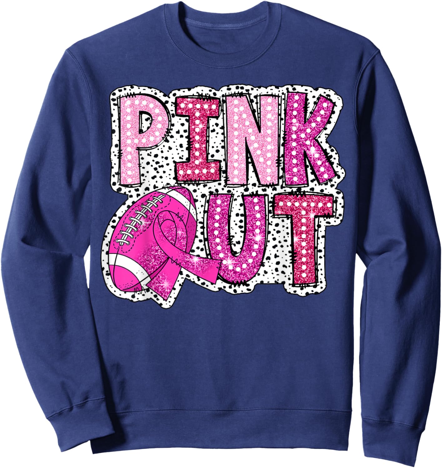 Pink Out Football Tackle Breast Cancer Awareness Dalmatian Sweatshirt - Sweatshirt | Navy