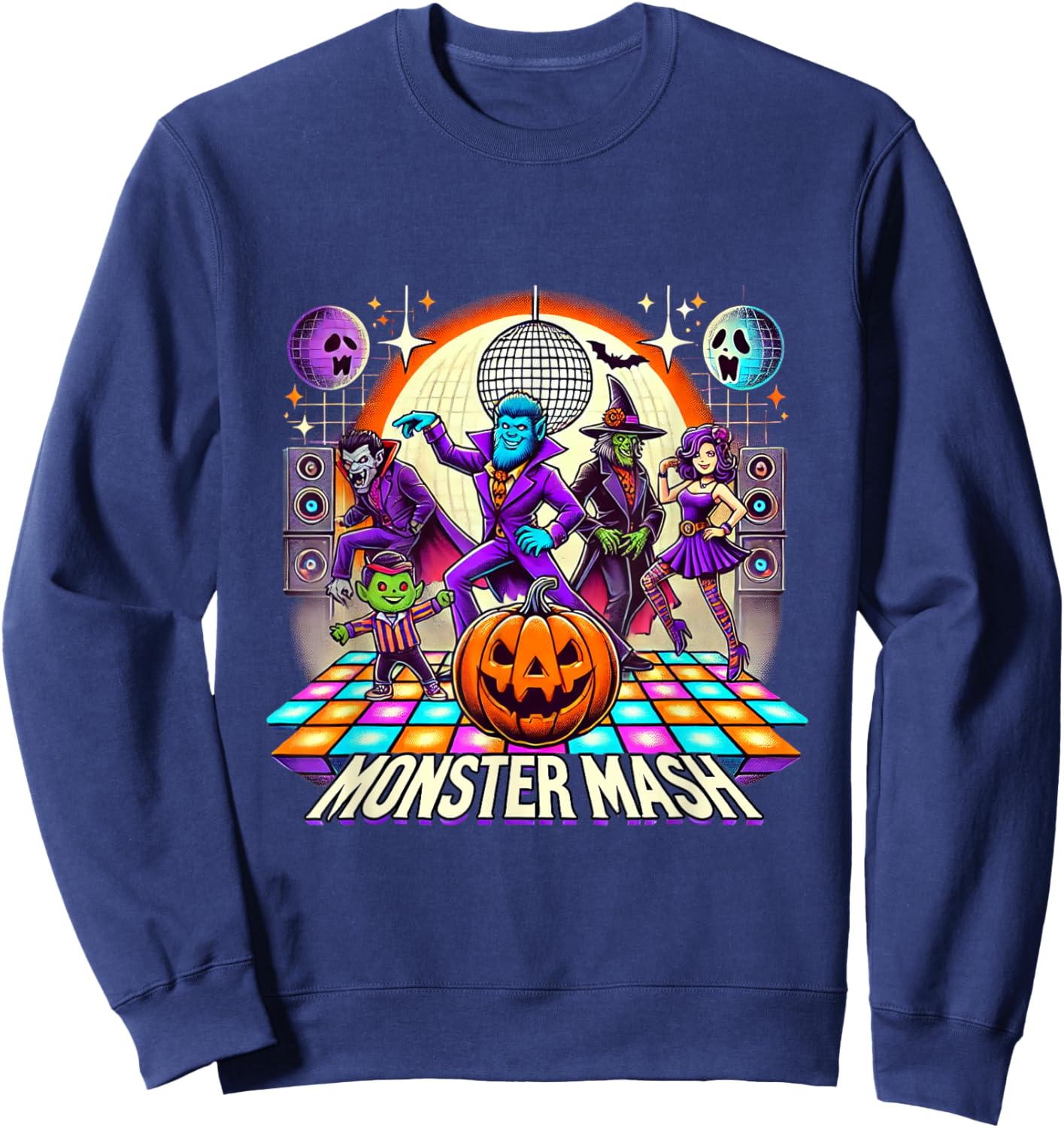Monster Mash Vintage Ghost Halloween Funny Sweatshirt - Sweatshirt | Navy