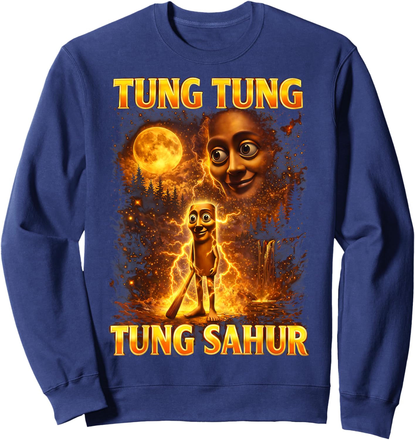 Italian Brainrot Meme Tung Tung Tung Sahur Gifts for Boy Kid Sweatshirt - Sweatshirt | Navy