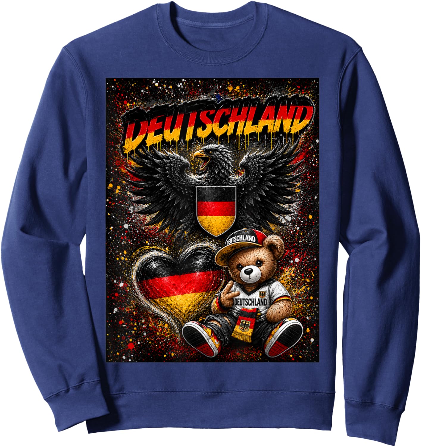 Deutschland Trikot Deutsche Flagge Germany Sweatshirt - Sweatshirt | Navy