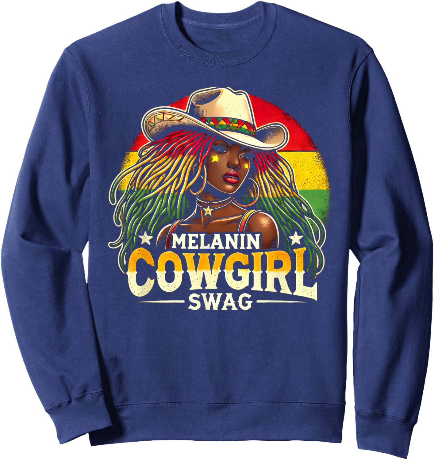 Melanin Cowgirls African Cowgirl Swag Sweatshirt - Sweatshirt | Navy