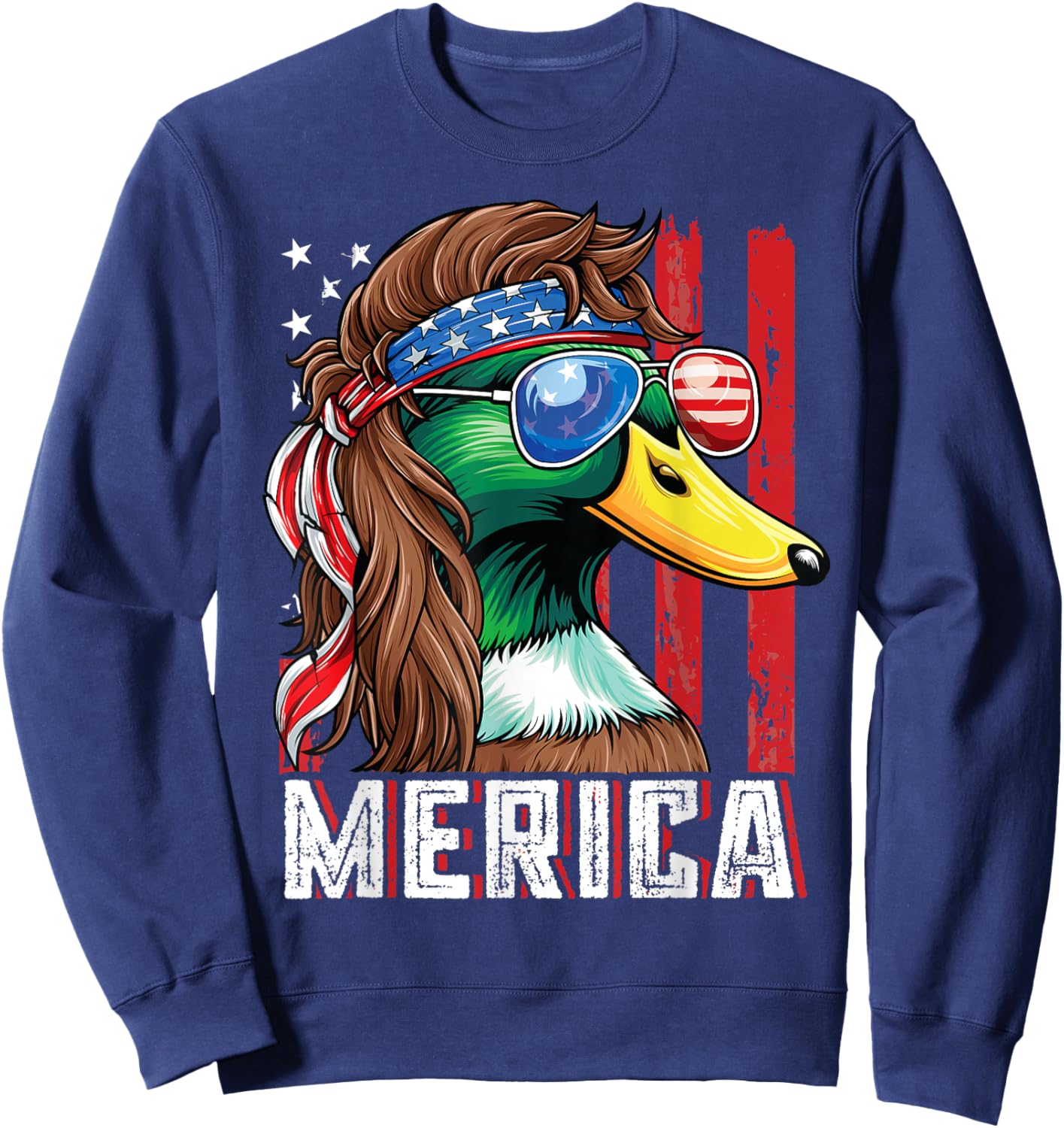 Duck Hunter Shirt USA Flag Merica Funny Waterfowl Hunting Sweatshirt - Sweatshirt | Navy