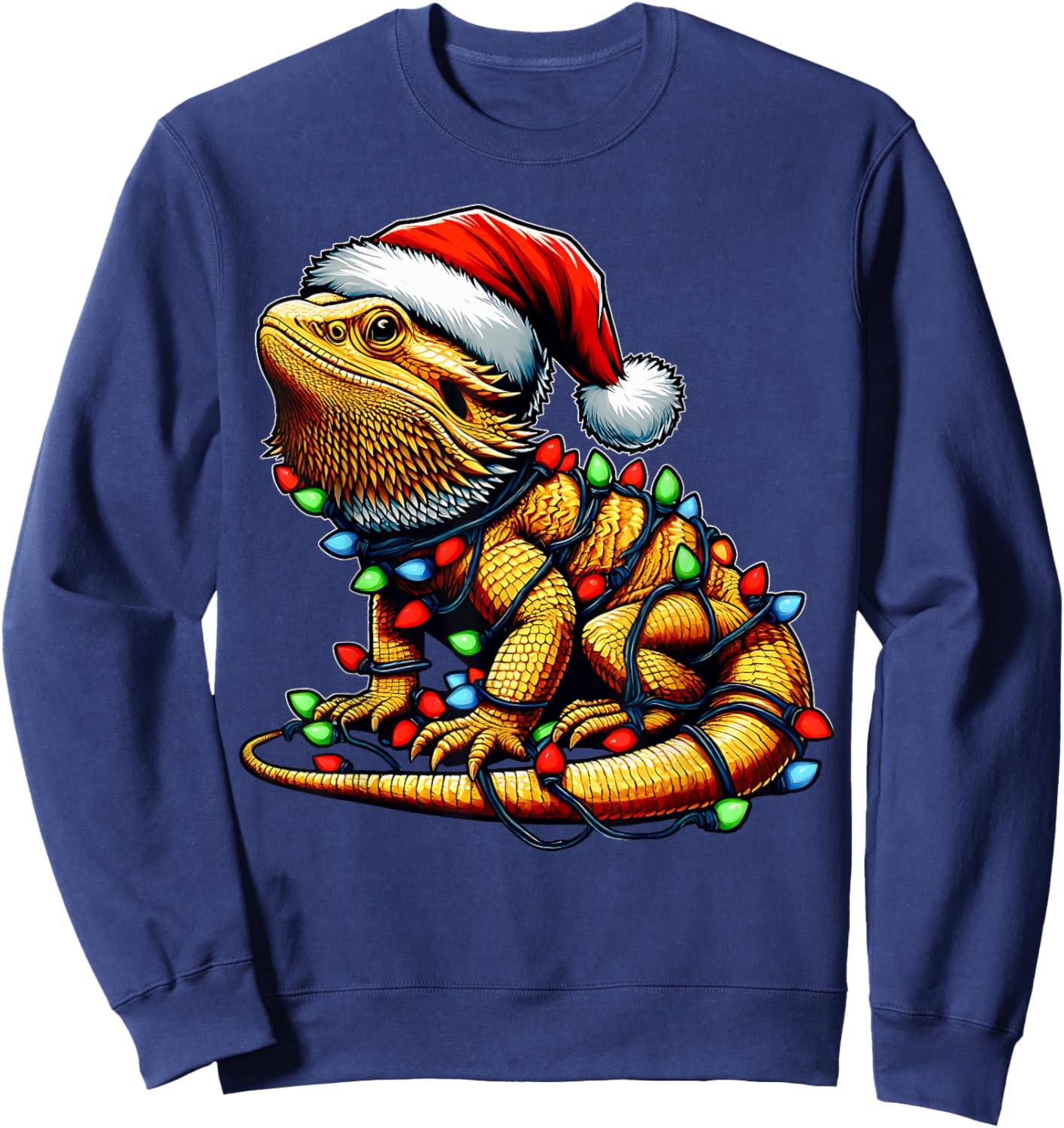 Bearded Dragon Lizard Christmas Hat Xmas Sweatshirt - Sweatshirt | Navy