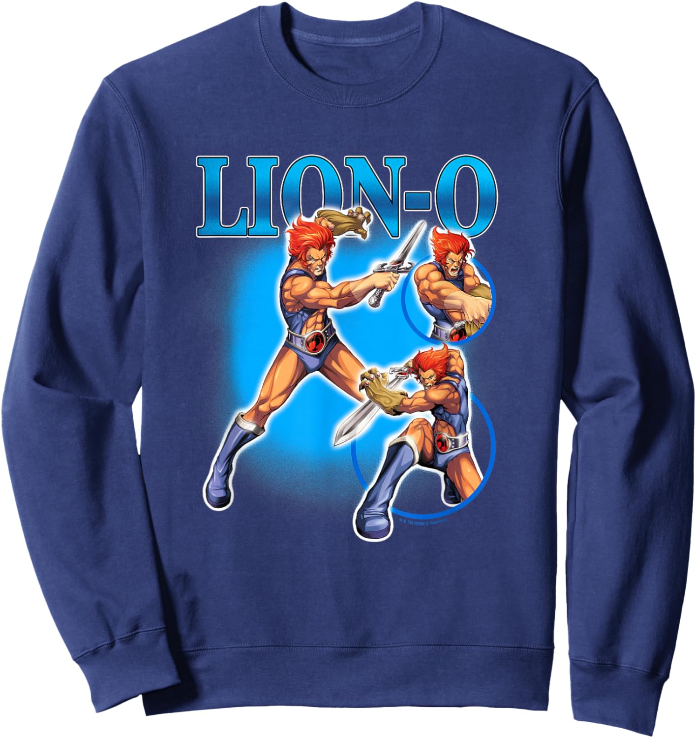 ThunderCats Iconic Lion-O Retro Vintage Collage Chest Poster Sweatshirt - Sweatshirt | Navy