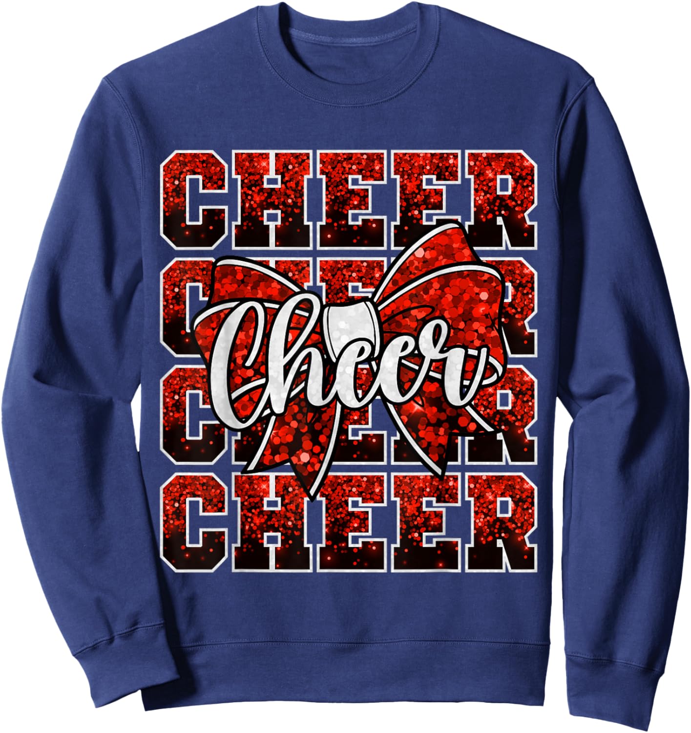 Coquette Cheer Bow Red Cheerleader Funny Sport Cheerleading Sweatshirt - Sweatshirt | Navy