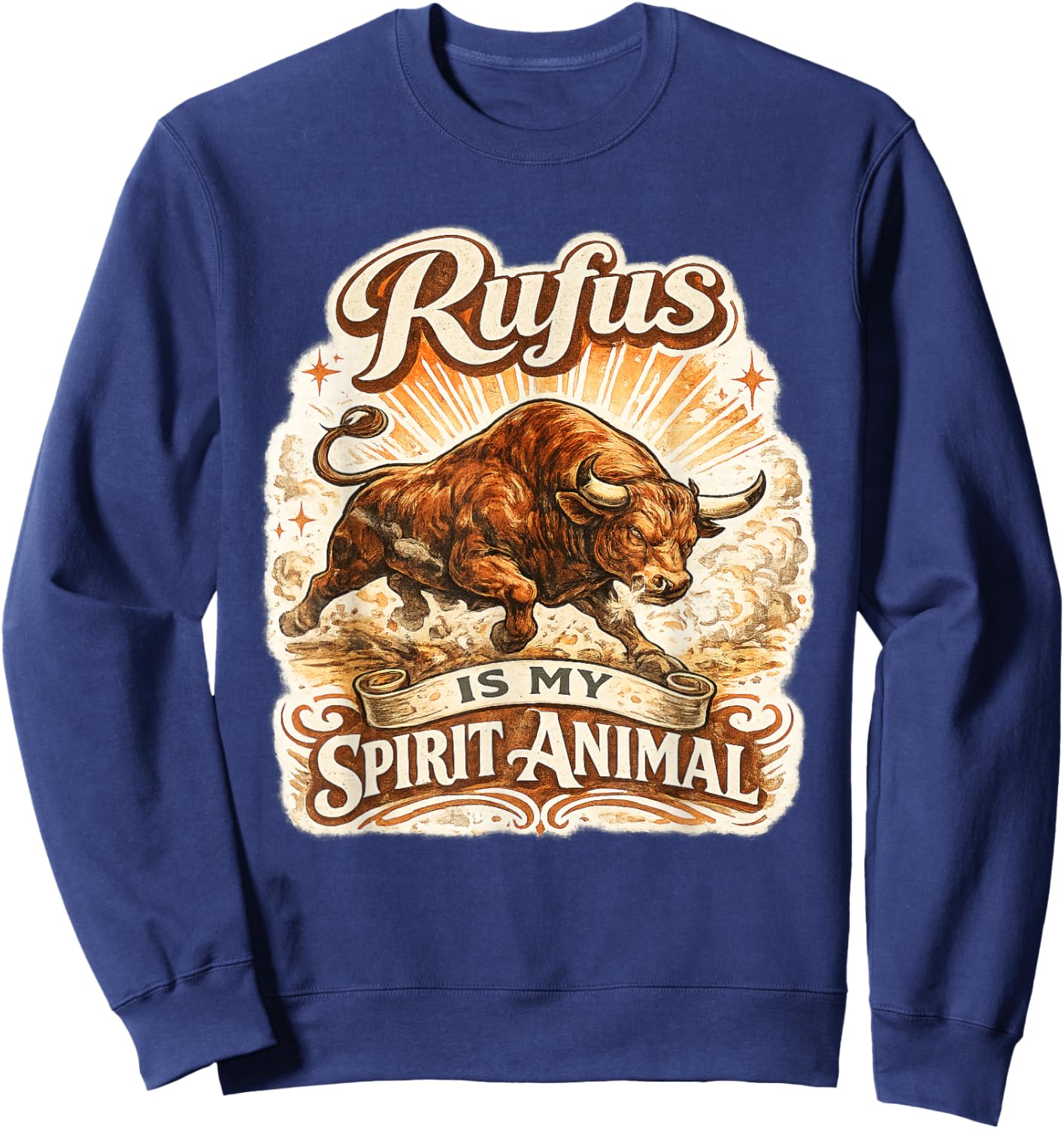 Rufus The Bull Rufus is My Spirit Animal Sweatshirt - Sweatshirt | Navy