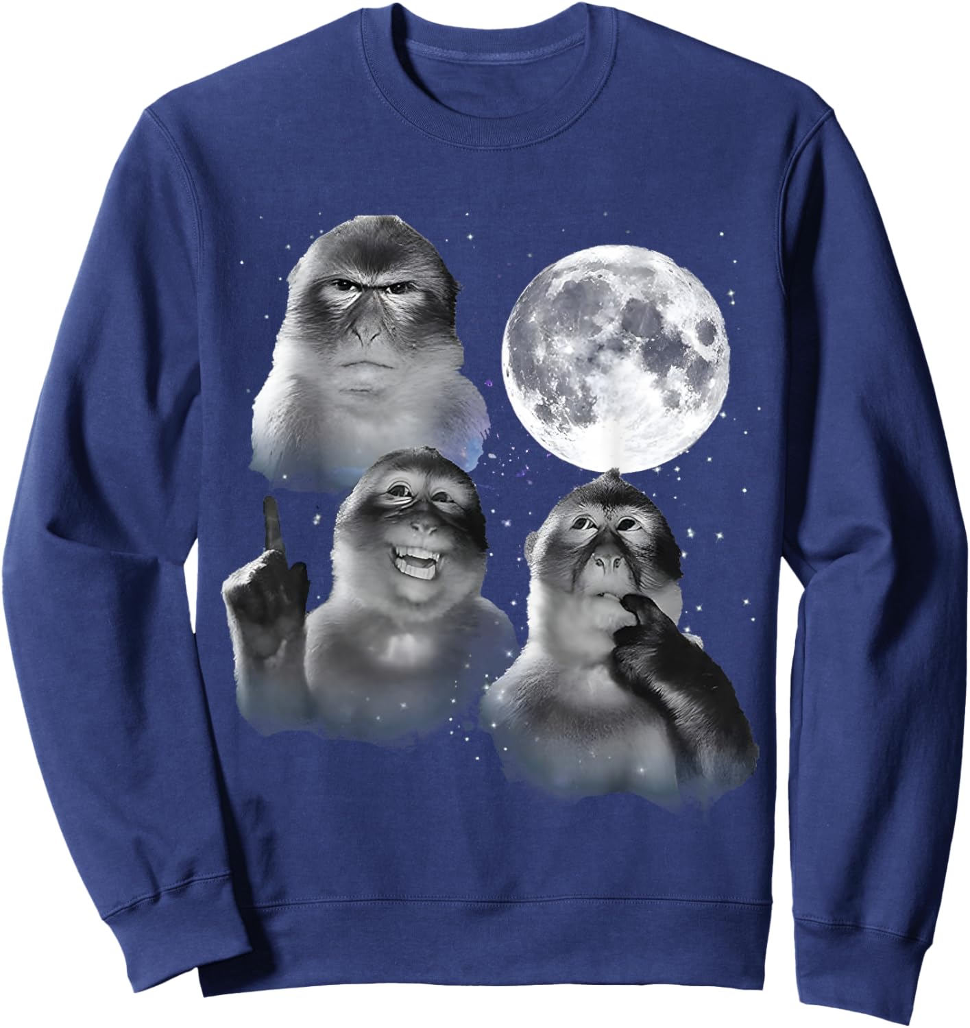Thinking Monkey Meme Moon Funny Men Woman Kids Sweatshirt - Sweatshirt | Navy