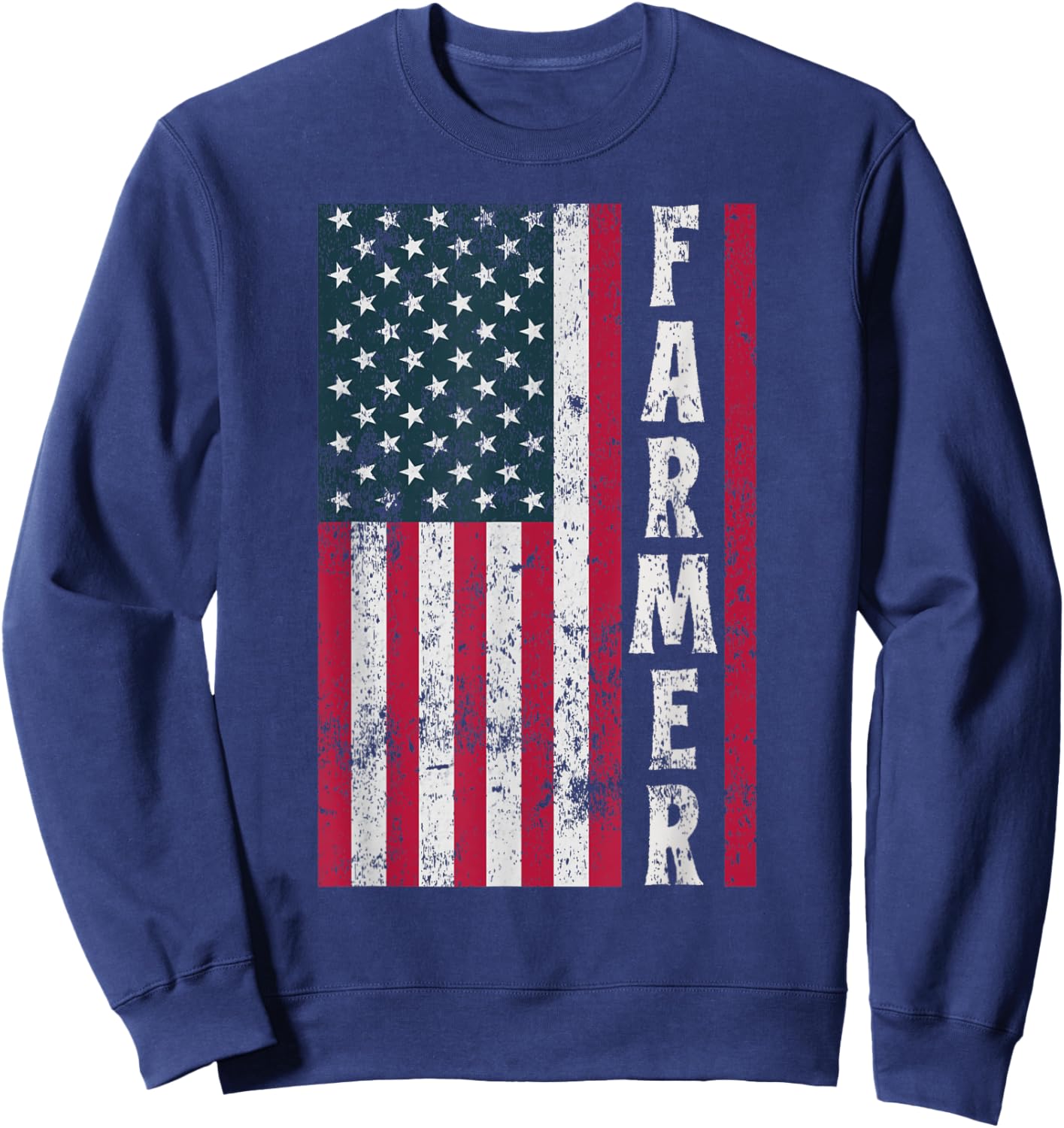 Farmer Farming American Flag USA Farm Patriotic Sweatshirt - Sweatshirt | Navy