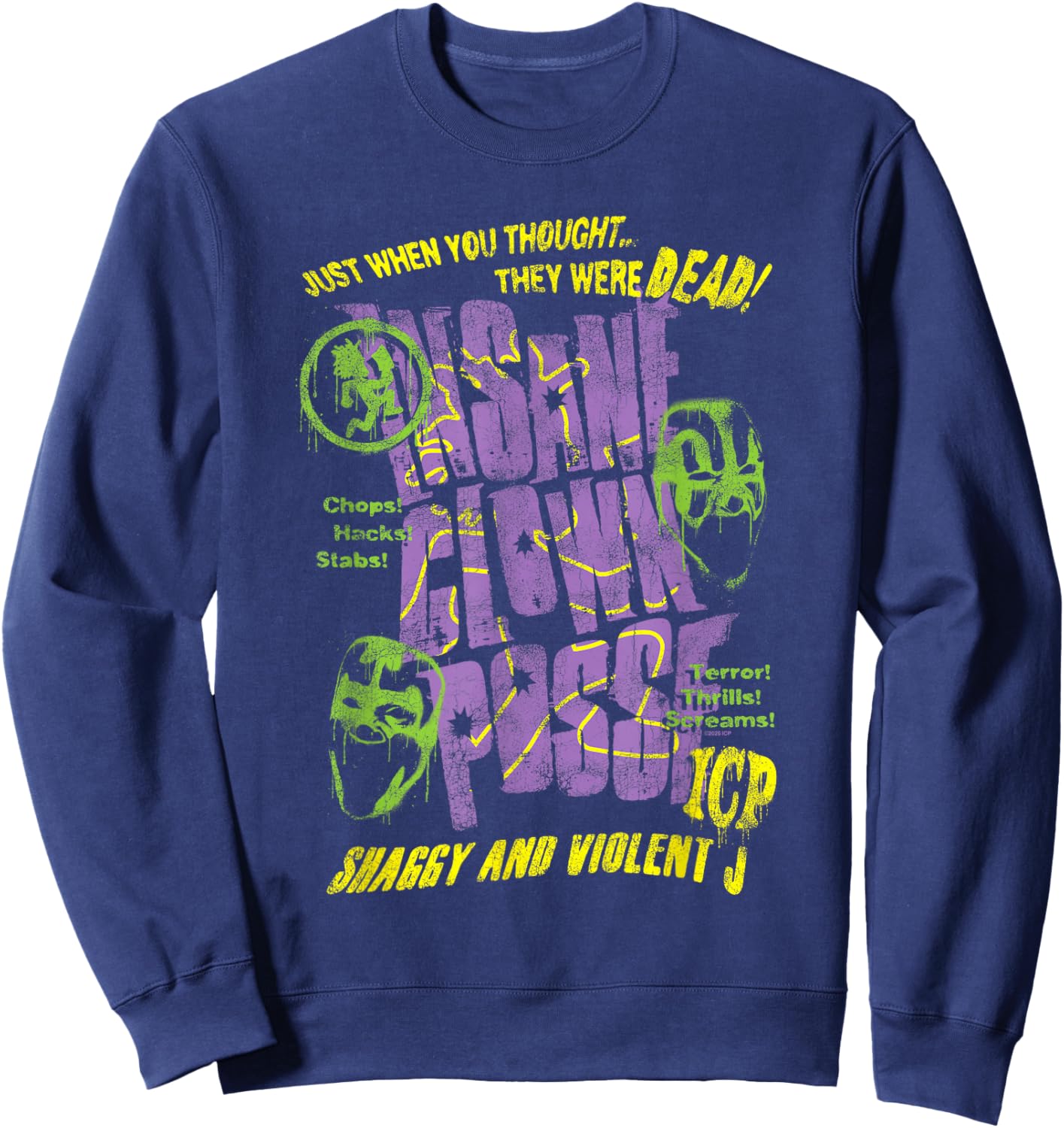 ICP Chops! Hacks! Stabs! Graffiti Collage Horror Hip Hop Sweatshirt - Sweatshirt | Navy