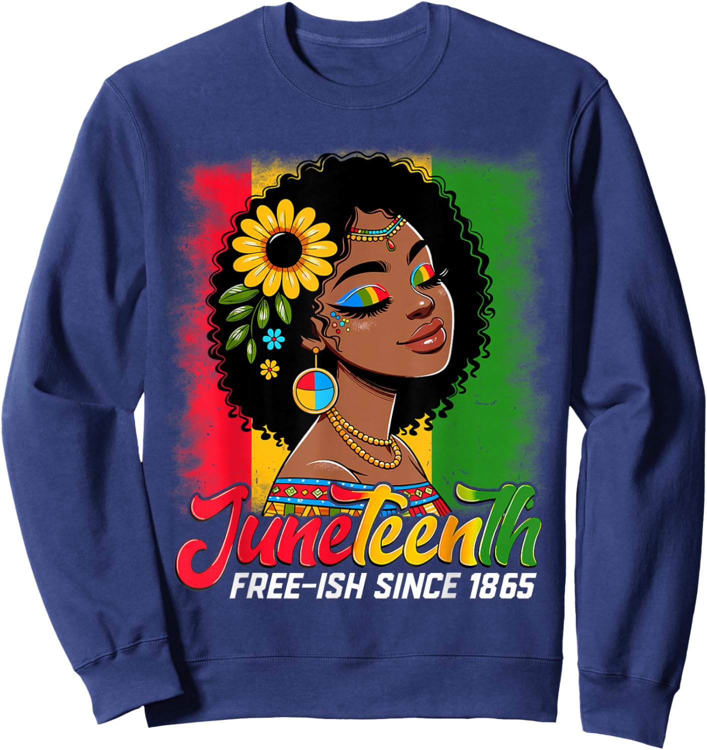 Juneteenth Free Ish Since 1865 Black Pride Black Women Sweatshirt - Sweatshirt | Navy
