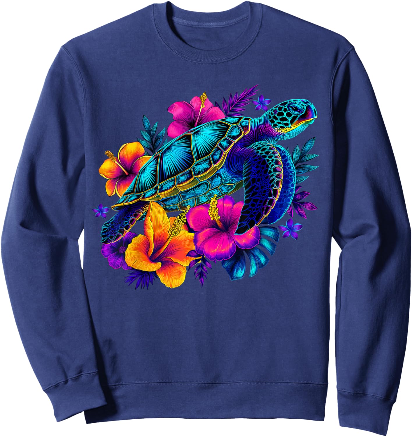 Retro Sea Turtle Summer Beach Ocean Animal Aloha Maui Hawaii Sweatshirt - Sweatshirt | Navy