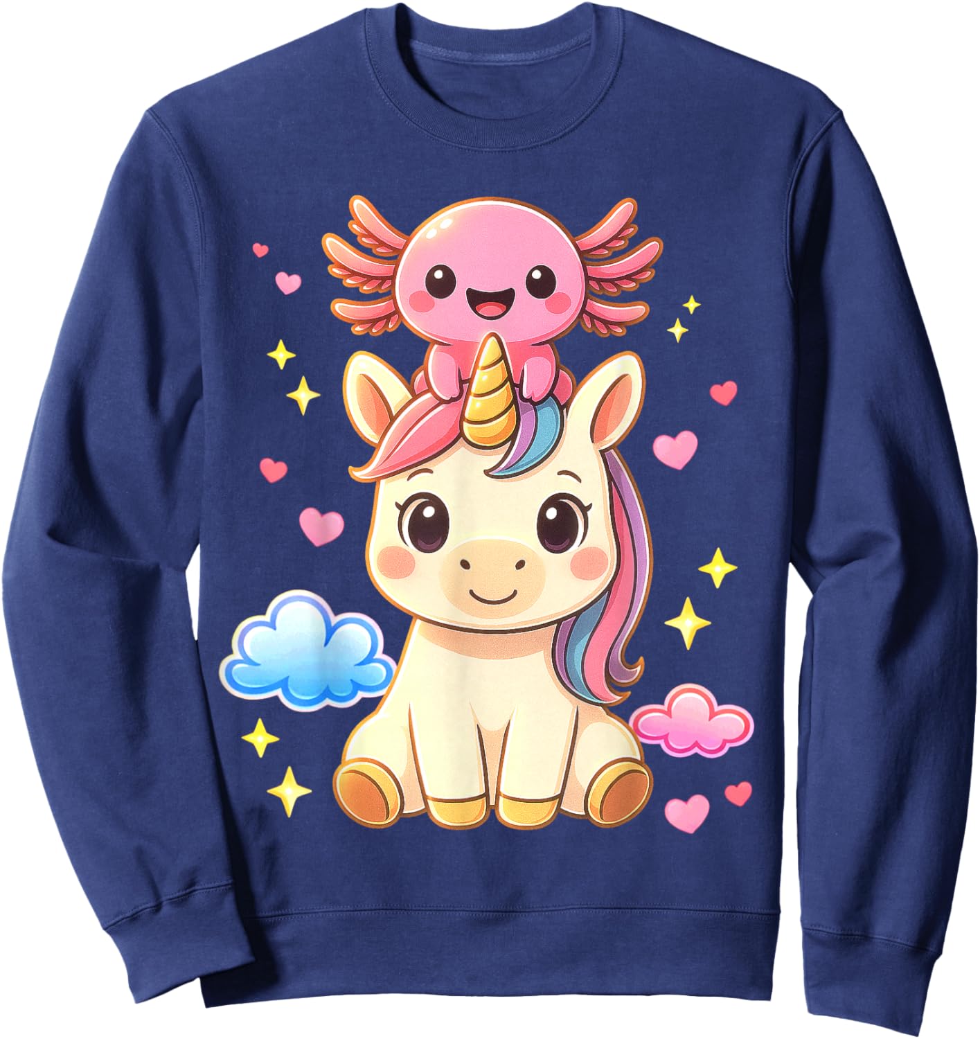 Funny Magical Unicorn Axolotl Boys Girls Teens Kids Sweatshirt - Sweatshirt | Navy
