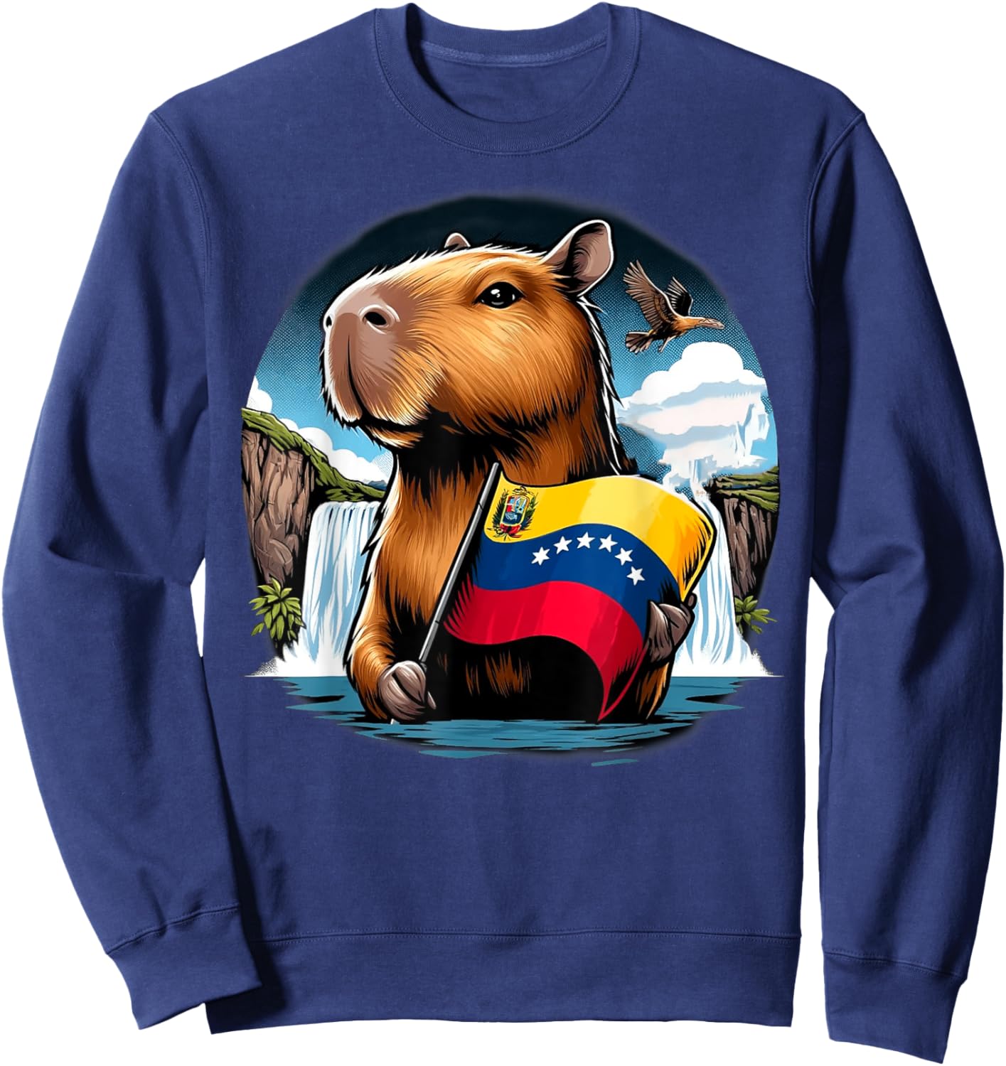 Capybara Venezuela Flag Animal Independence Show Outfit Sweatshirt - Sweatshirt | Navy