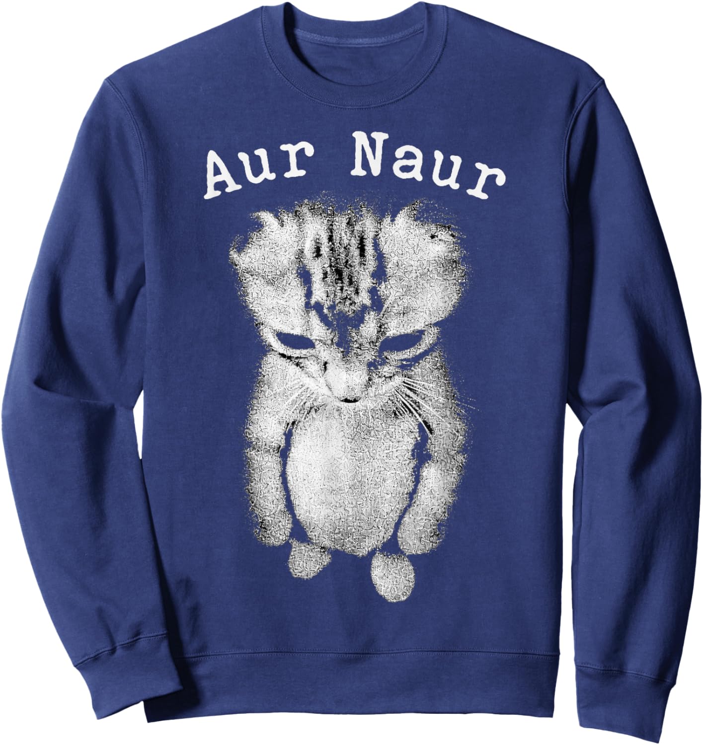AUR Naur Cat Kitten Standing Meme Oh No Australian Accent Sweatshirt - Sweatshirt | Navy