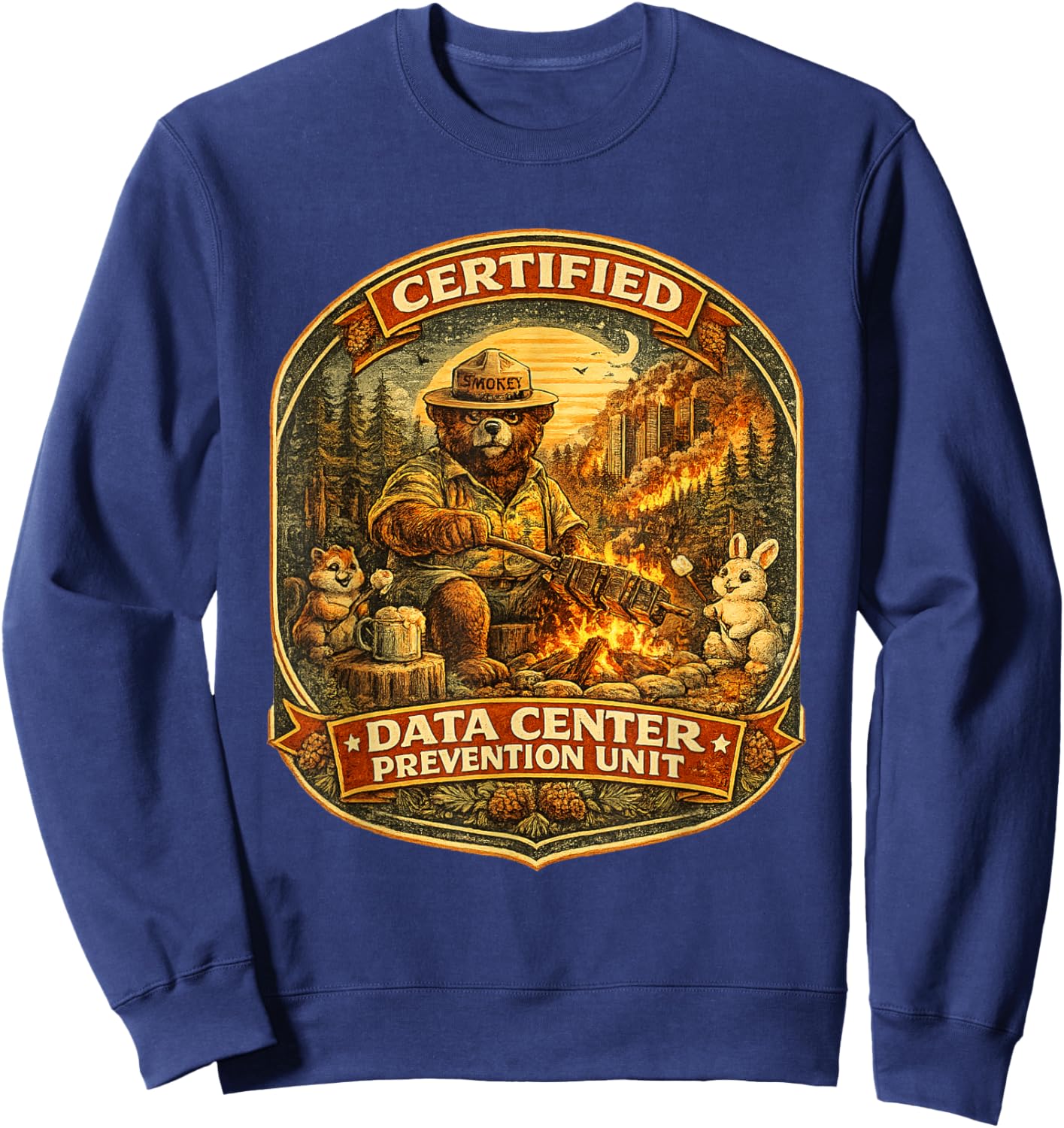 Anti Surveillance AI Data Centers Environmental Protest Sweatshirt - Sweatshirt | Navy