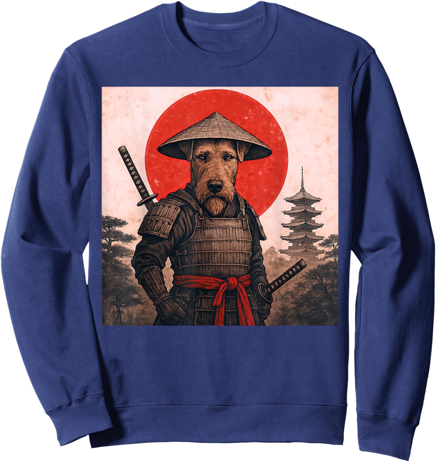 Airedale Terrier Samurai Krieger Vintage Japanisch Ukiyo-e Sweatshirt - Sweatshirt | Navy