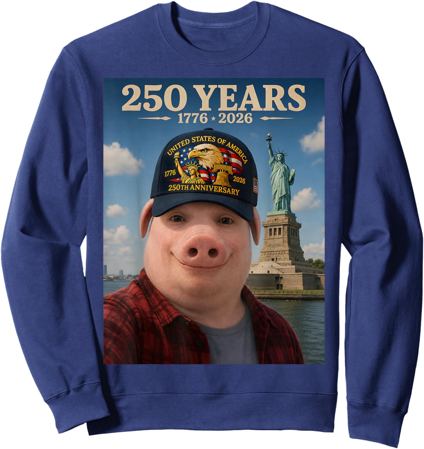 John Pork Brainrot 250 Years American 250th Anniversary USA Sweatshirt - Sweatshirt | Navy