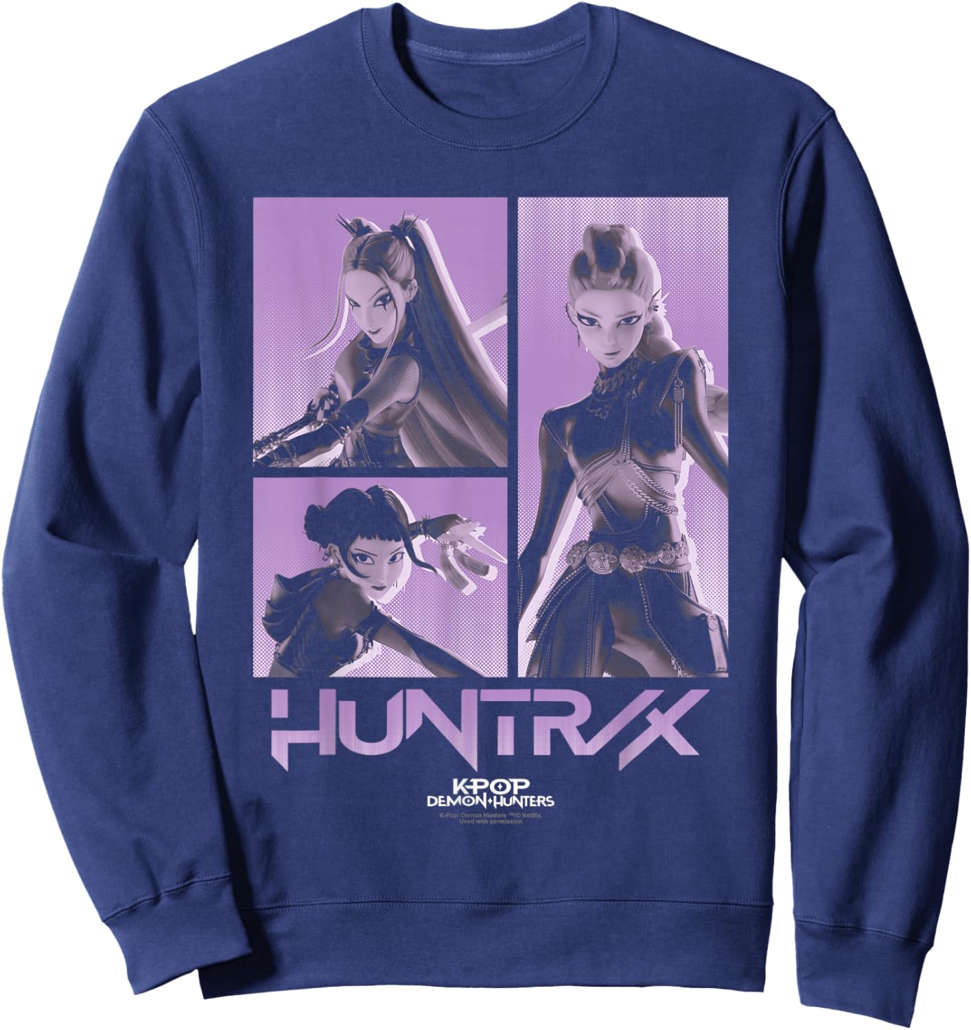 Kpop Demon Hunters Huntrix Grid Officially Licensed Sweatshirt - Sweatshirt | Navy