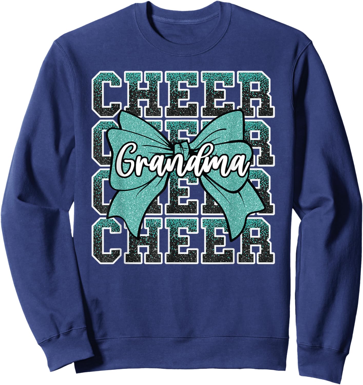 Cheer Grandma Bow Sport Cheerleader Cheerleading Teal Blue Sweatshirt - Sweatshirt | Navy