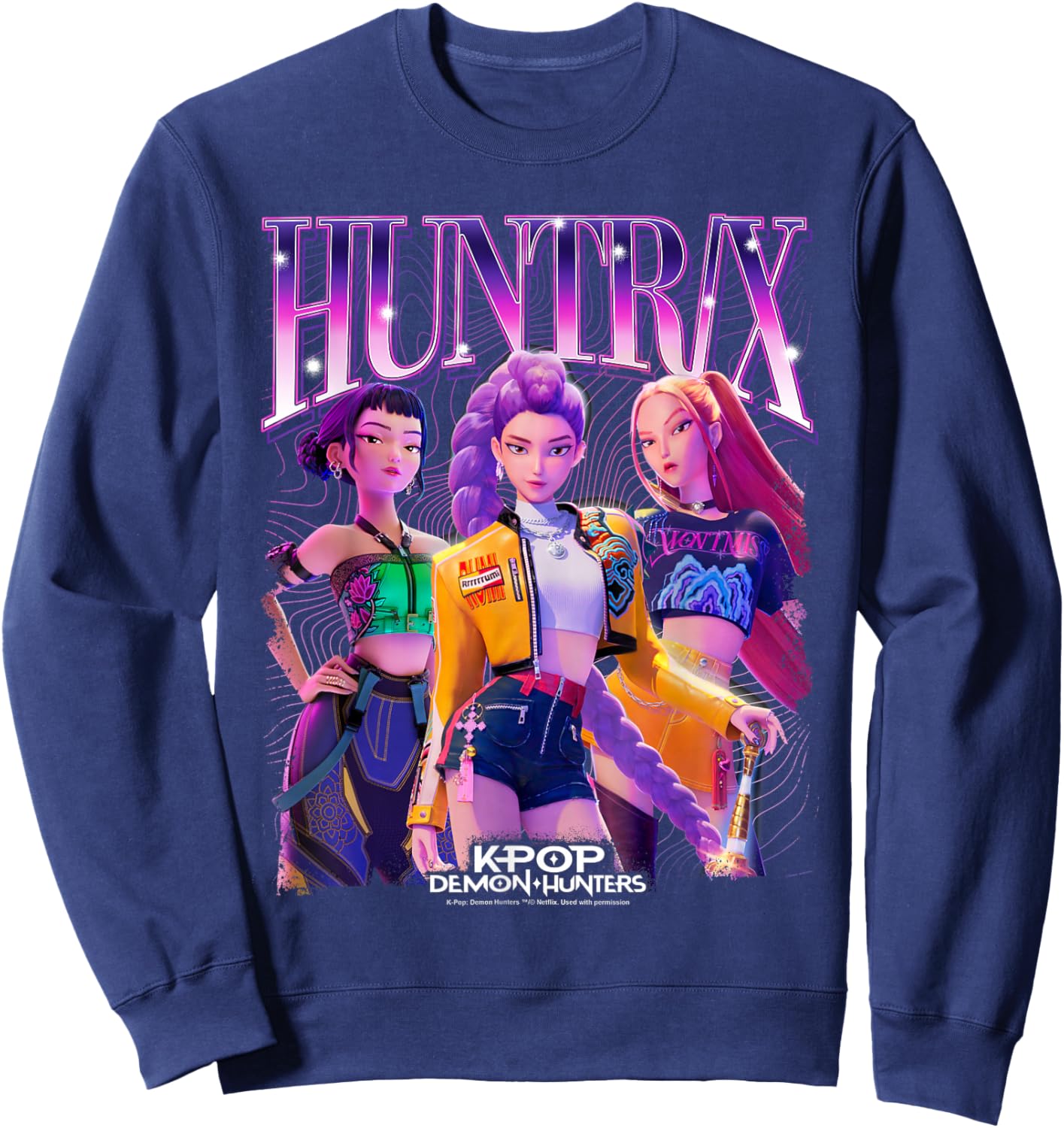 KPop Demon Hunters Huntrix Bootleg Officially Licensed Sweatshirt - Sweatshirt | Navy