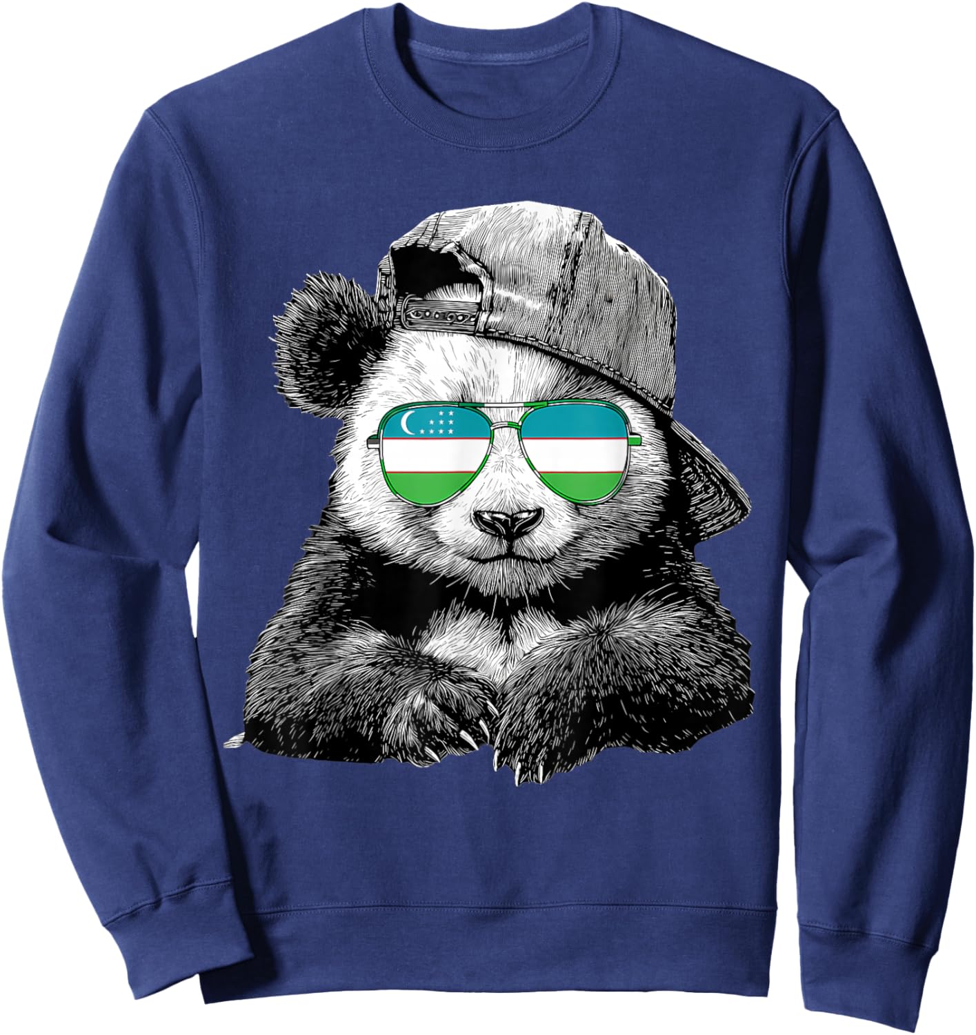 Uzbekistan Flag Panda Uzbek Roots Sweatshirt - Sweatshirt | Navy