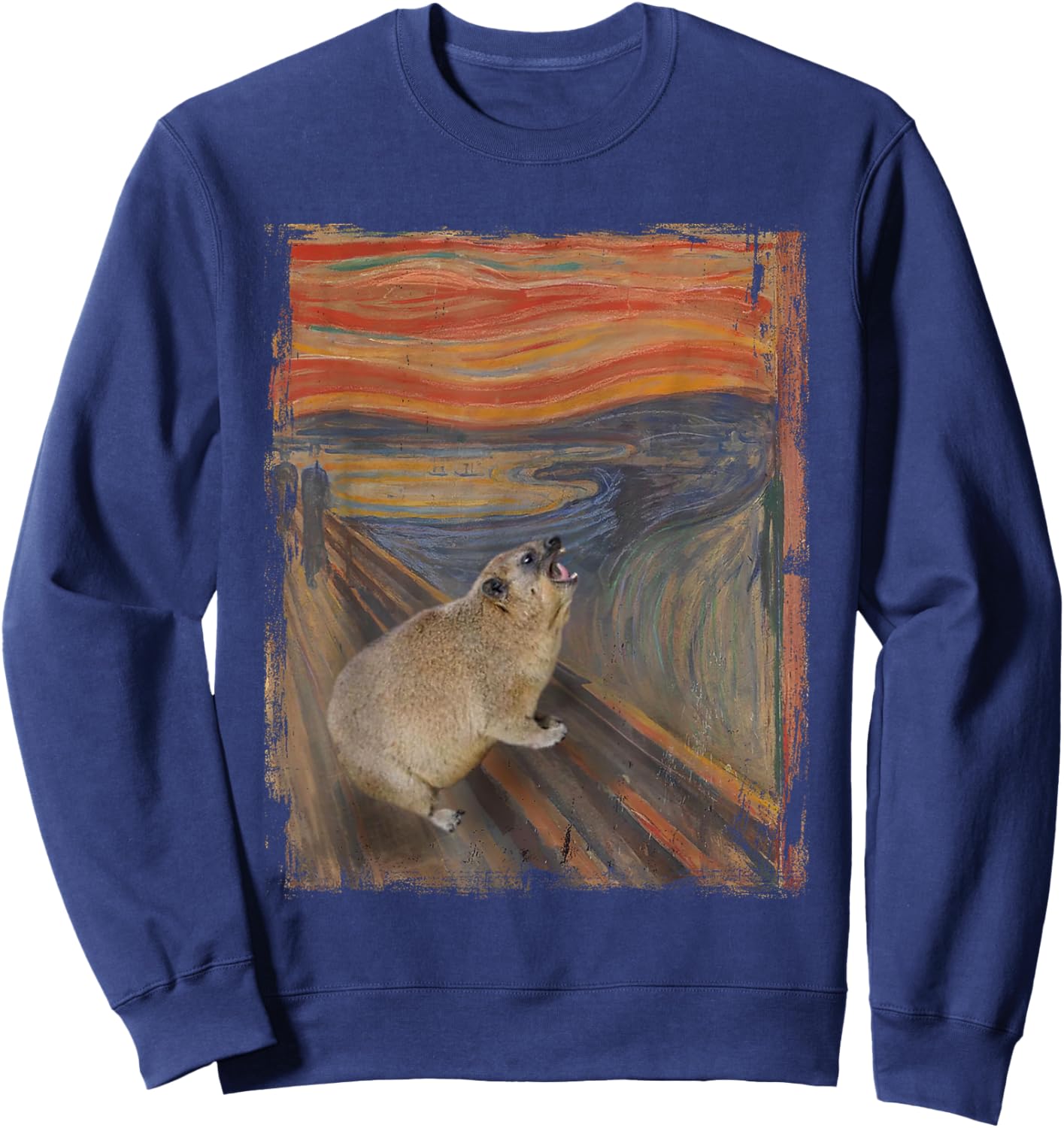 Hyrax Scream Meme Vintage Awawa Hyrax Lover Sweatshirt - Sweatshirt | Navy