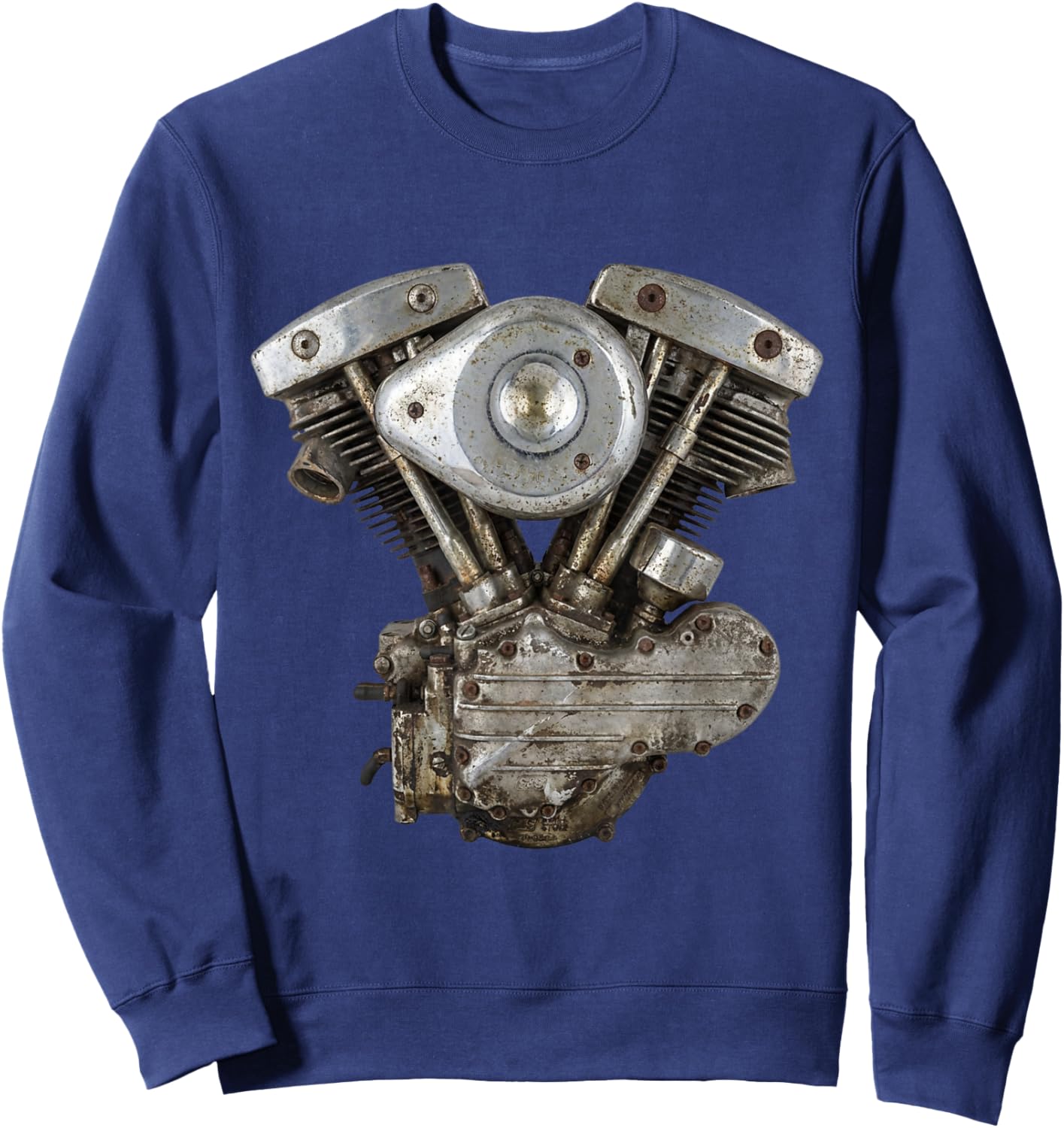 Gen Shovel Shovelhead V-Twin Motorcycle Engine Retro Sweatshirt - Sweatshirt | Navy