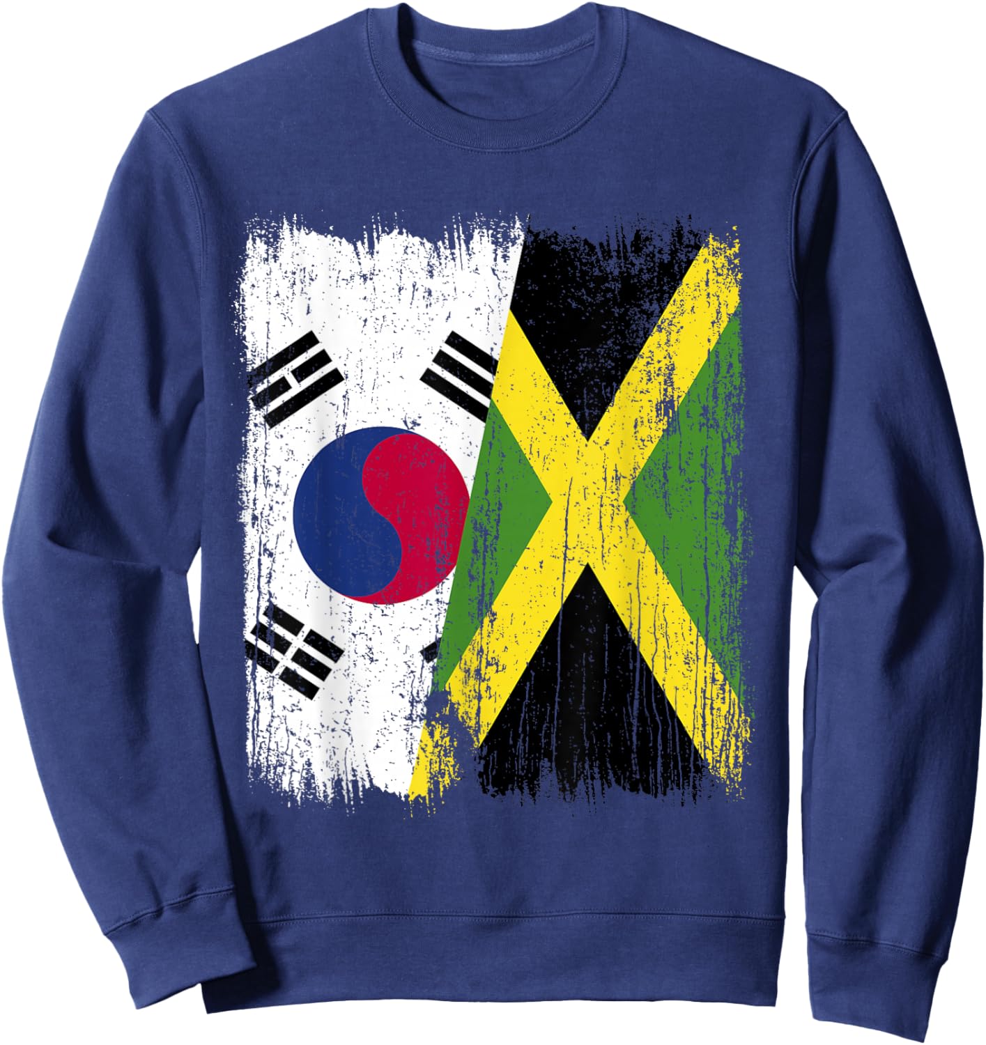South Korea Jamaica Half Flag Korean Jamaican Heritage Sweatshirt - Sweatshirt | Navy