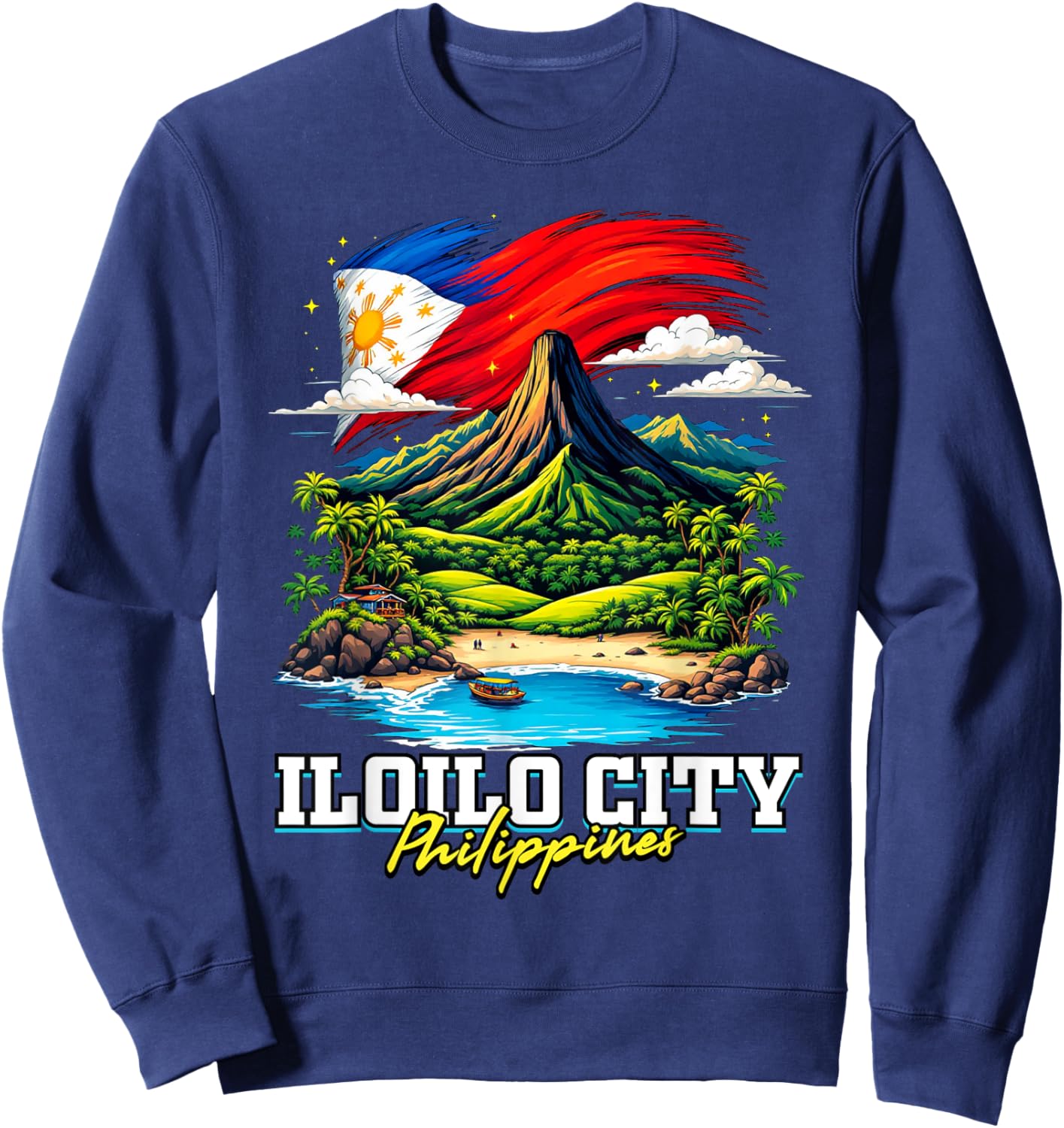 Iloilo City Philippines Souvenir Filipino Flag Sweatshirt - Sweatshirt | Navy