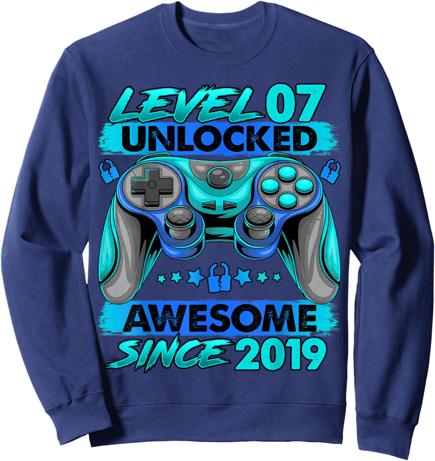 Level 7 Unlocked 7 Year Old Gifts Boys 7th Birthday Boy Sweatshirt - Sweatshirt | Navy