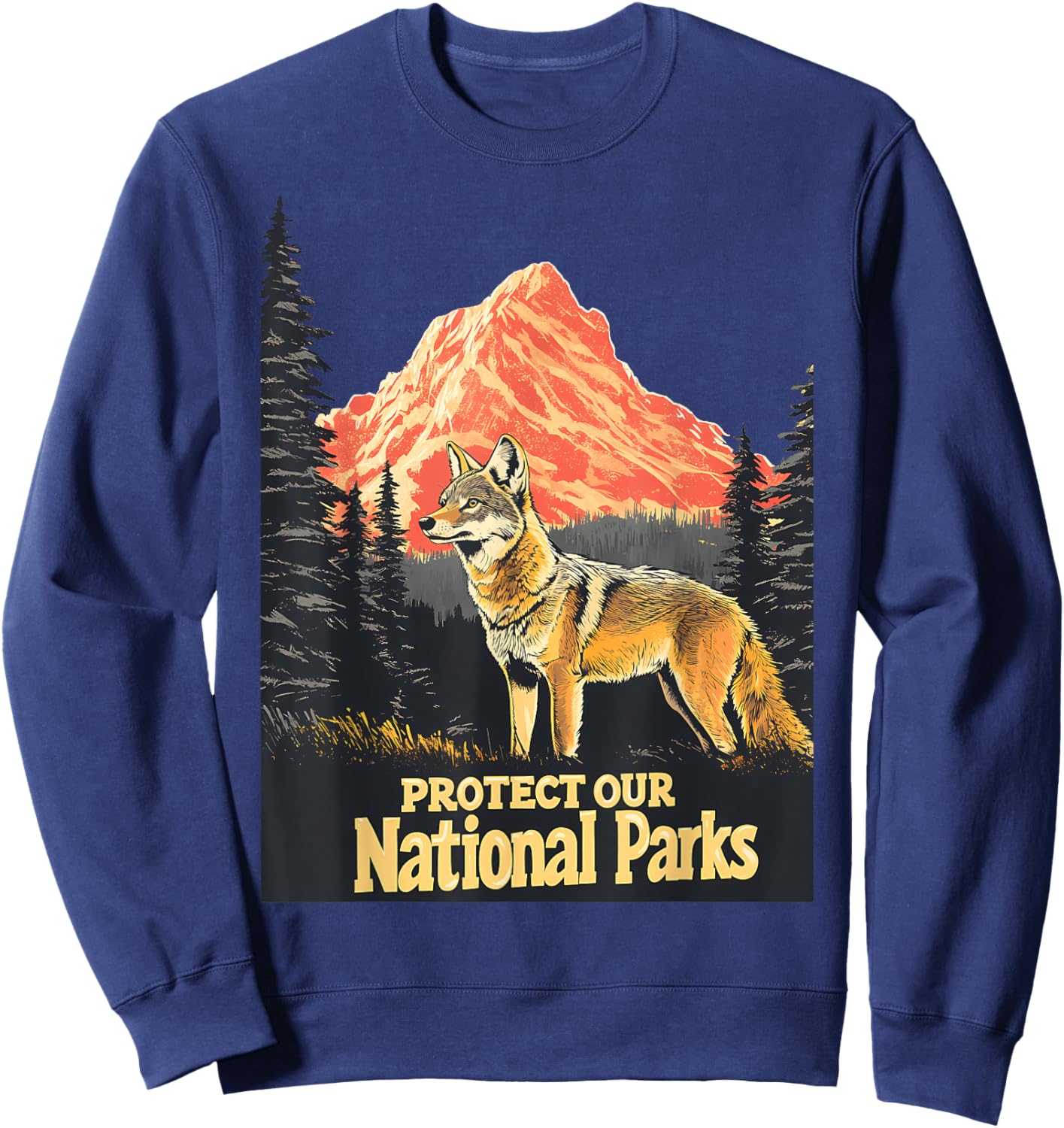 Protect Our National Parks Retro Forest Nature Sweatshirt - Sweatshirt | Navy