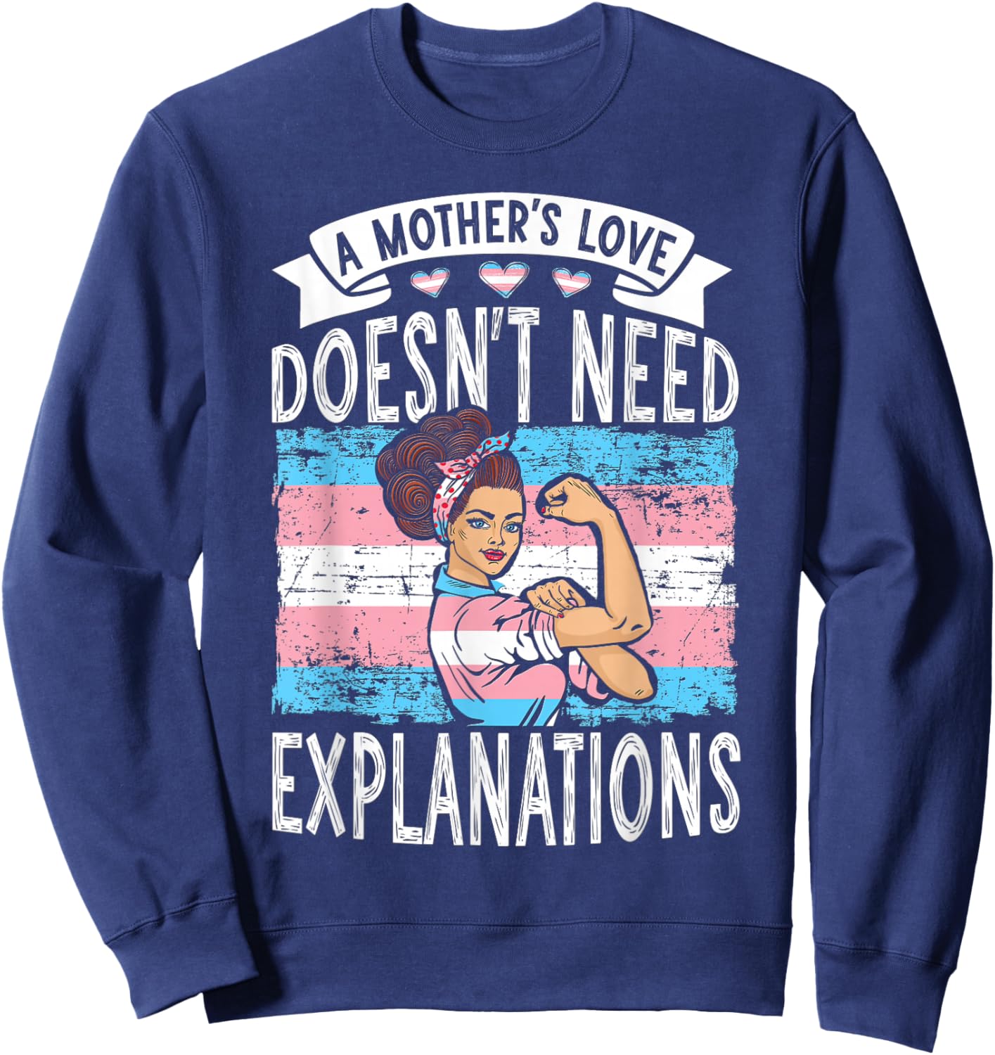 Proud Trans Mom Pride Month Transgender LGBTQ Support Ally Sweatshirt - Sweatshirt | Navy