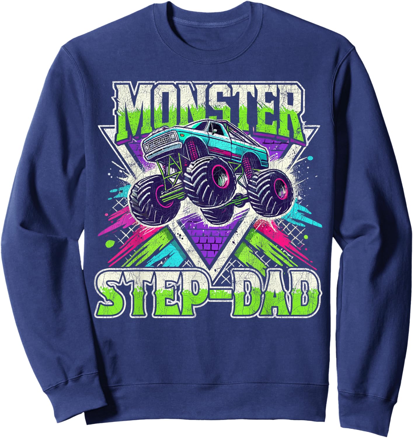 Matching Monster Truck Costume Jam Birthday Monster Step-dad Sweatshirt - Sweatshirt | Navy