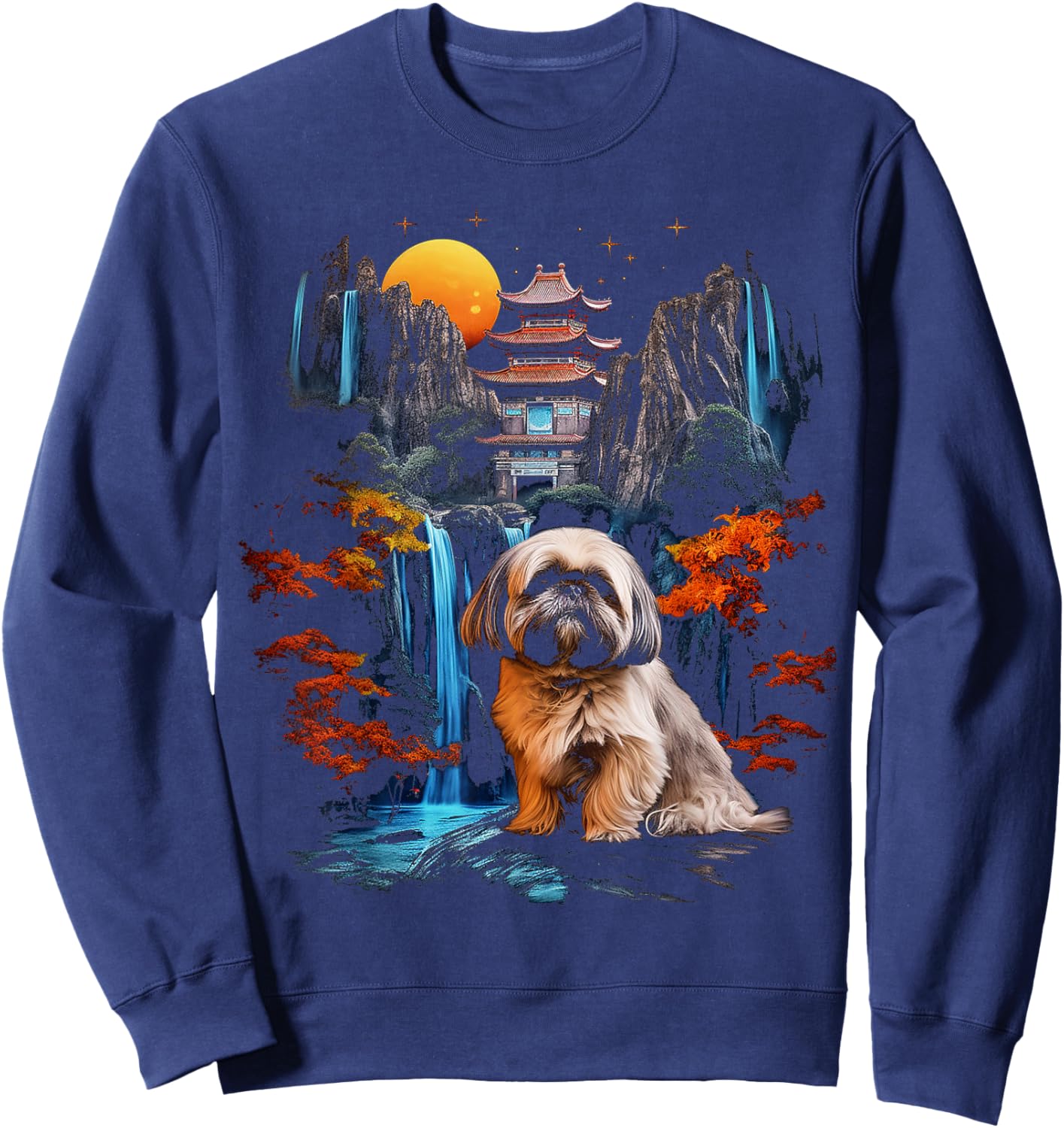 Shih Tzu Motif Pet Art Dog Shih Tzu Men Women Kids Sweatshirt - Sweatshirt | Navy