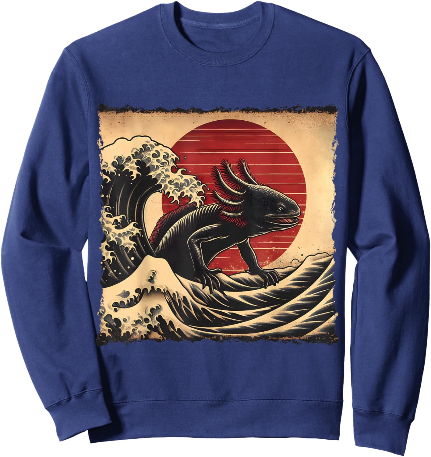 Retro Vintage Axolotl Kaiju Monster Japan Art Anime Lover Sweatshirt - Sweatshirt | Navy