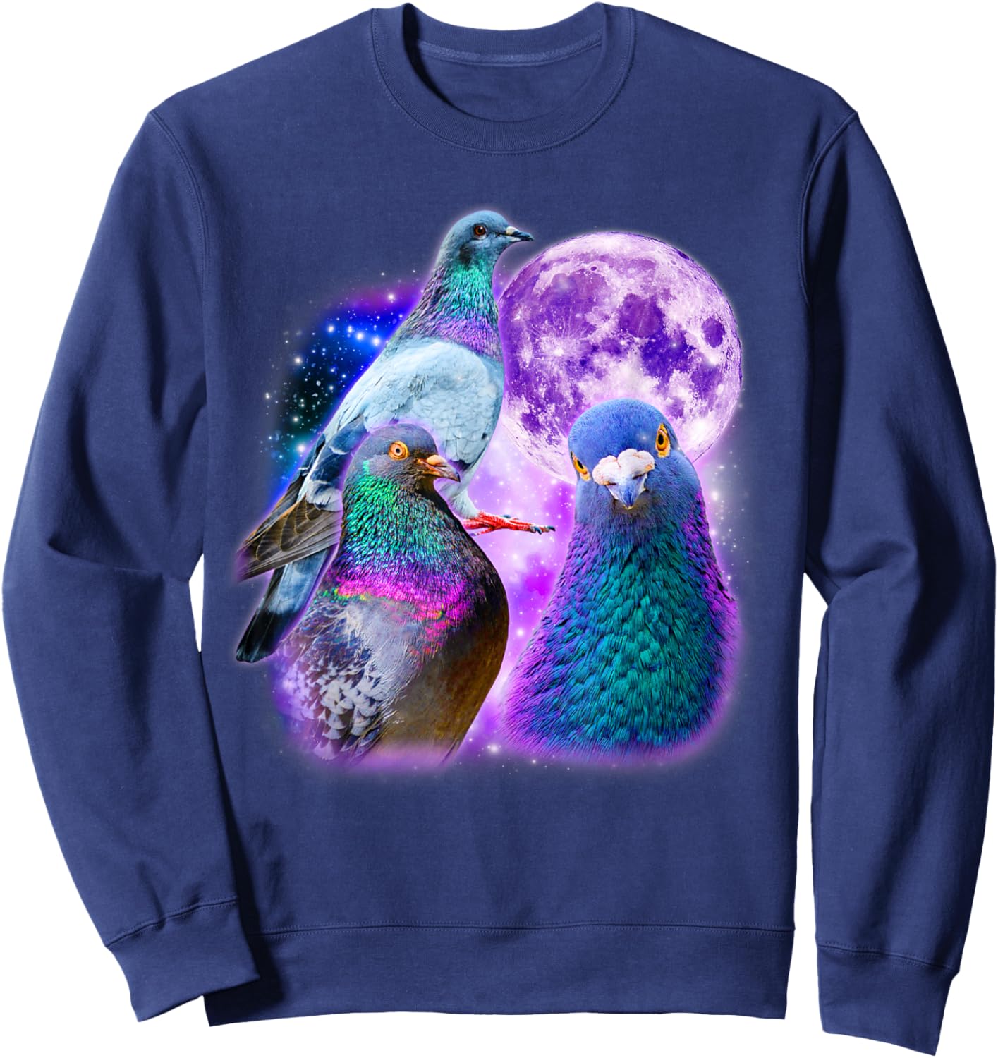 DREI Tauben Lustige Tauben Mond Meme Witz Ironisch Sarkastisch Sweatshirt - Sweatshirt | Navy