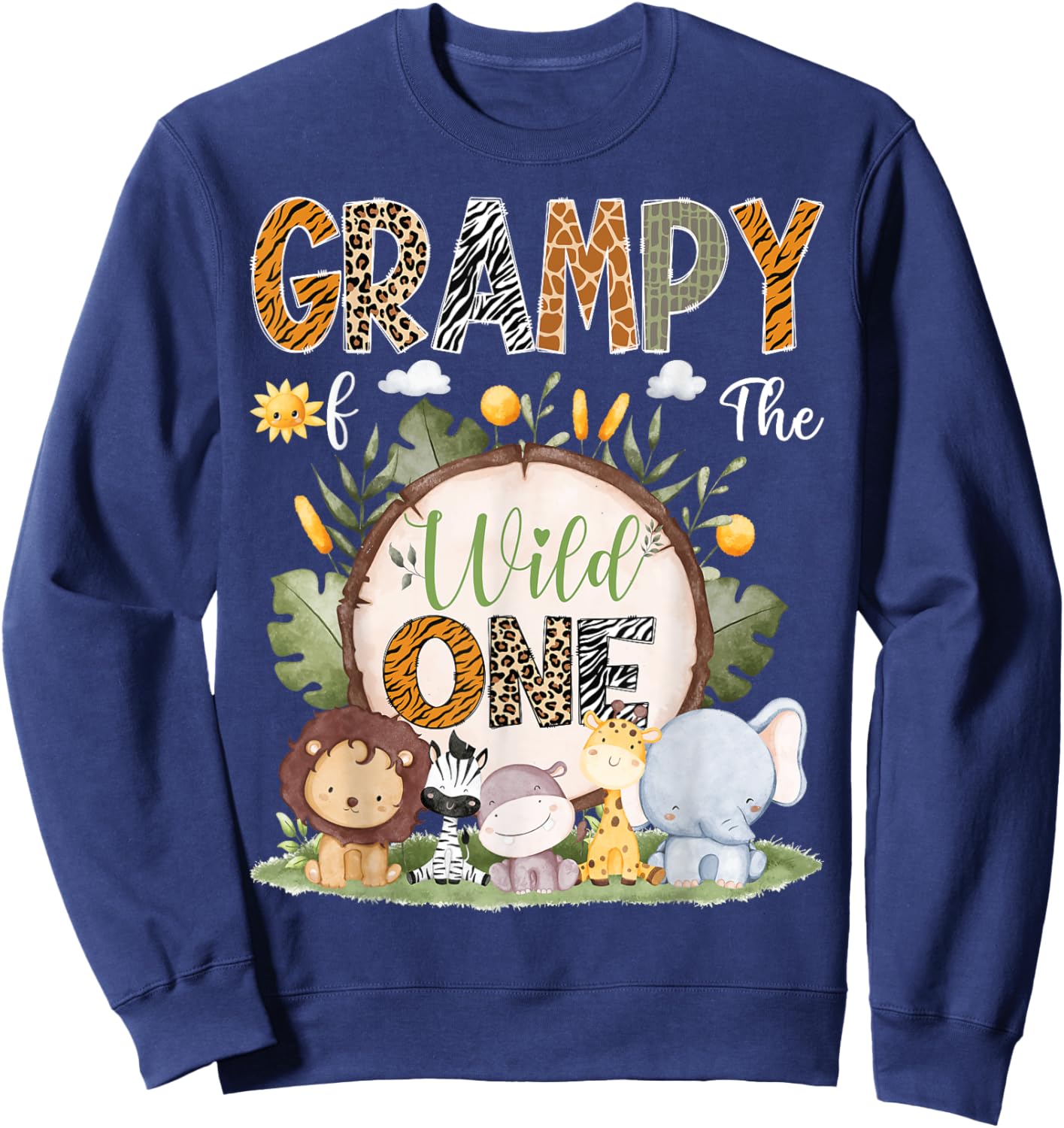 Grampy Of The Wild One 1St Birthday Kids Safari Woodland Sweatshirt - Sweatshirt | Navy