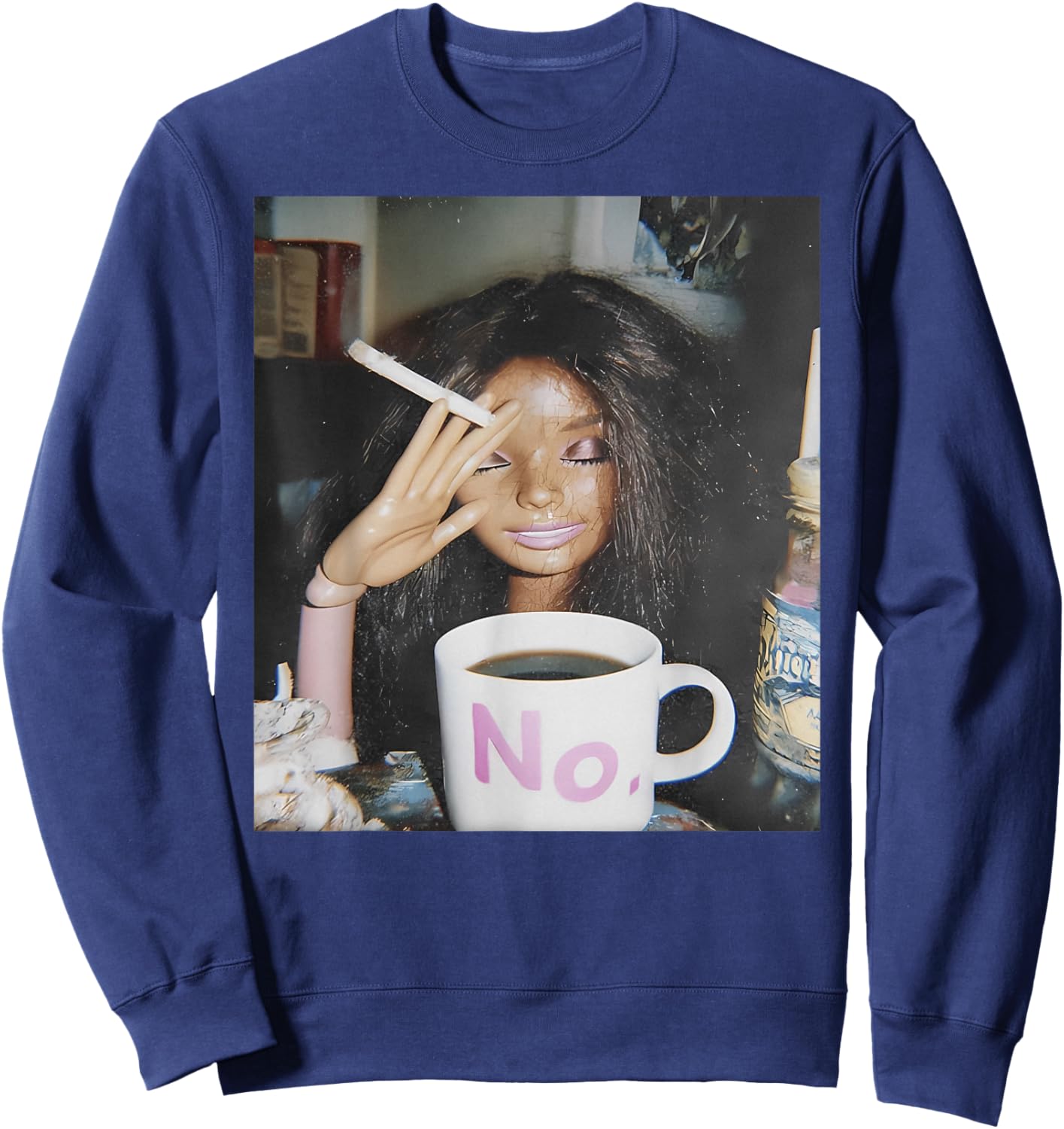 Disgusted Face Meme Doll Babe X Only Baby Love Date Fans Sweatshirt - Sweatshirt | Navy