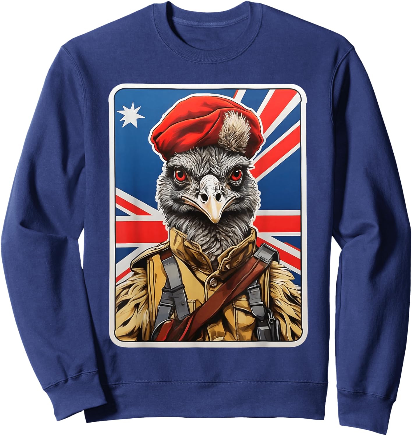 Emu War Hero Design - Emu in Military Uniform Sweatshirt - Sweatshirt | Navy
