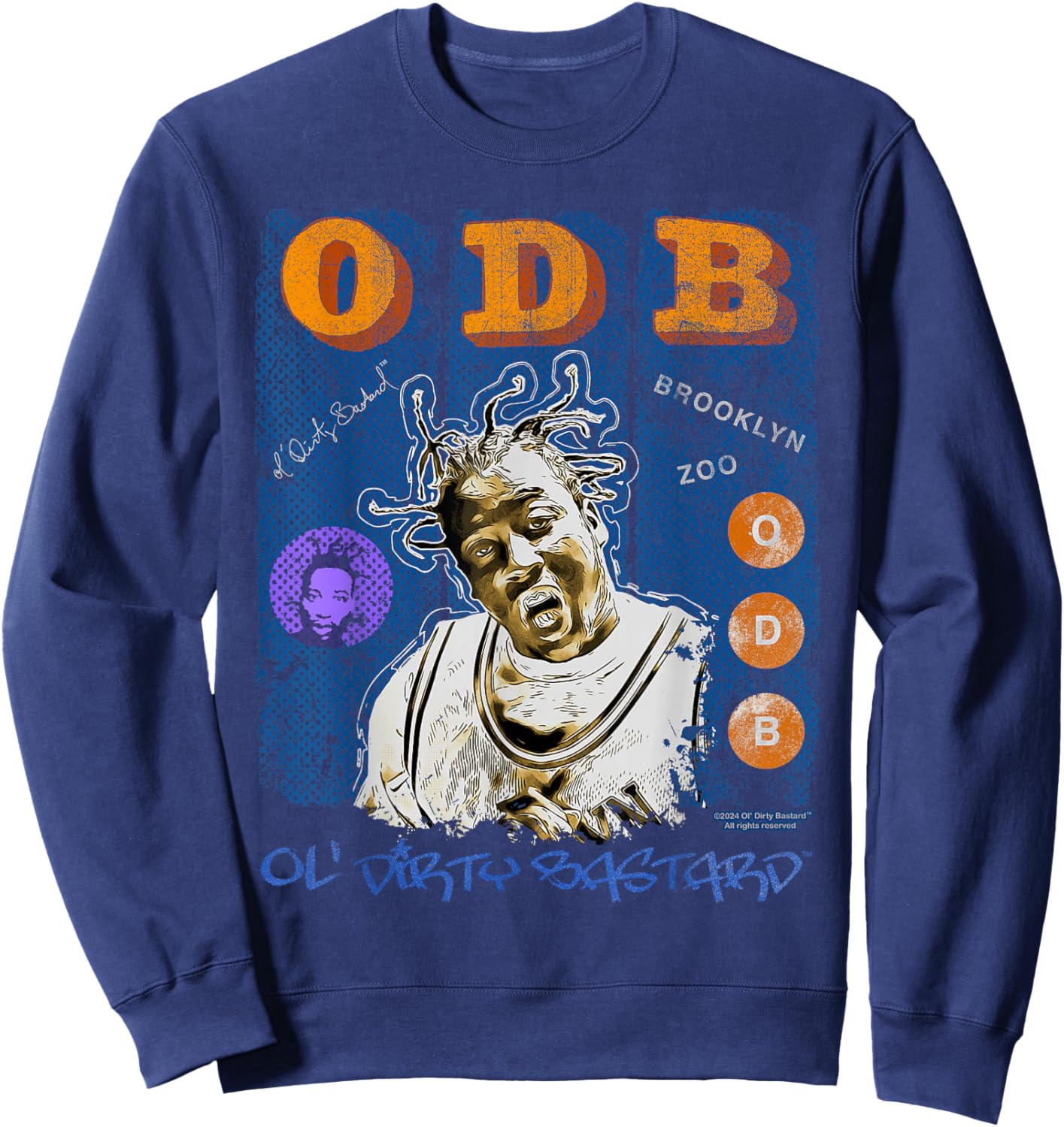 ODB Ol Dirty Ba--ard Mural Retro Brooklyn Zoo Hip Hop 90s Sweatshirt - Sweatshirt | Navy