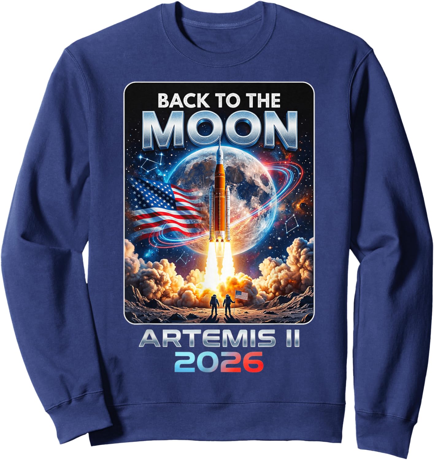 Artemis 2 Back to The Moon Rocket Launch Artemis II Lunar Sweatshirt - Sweatshirt | Navy