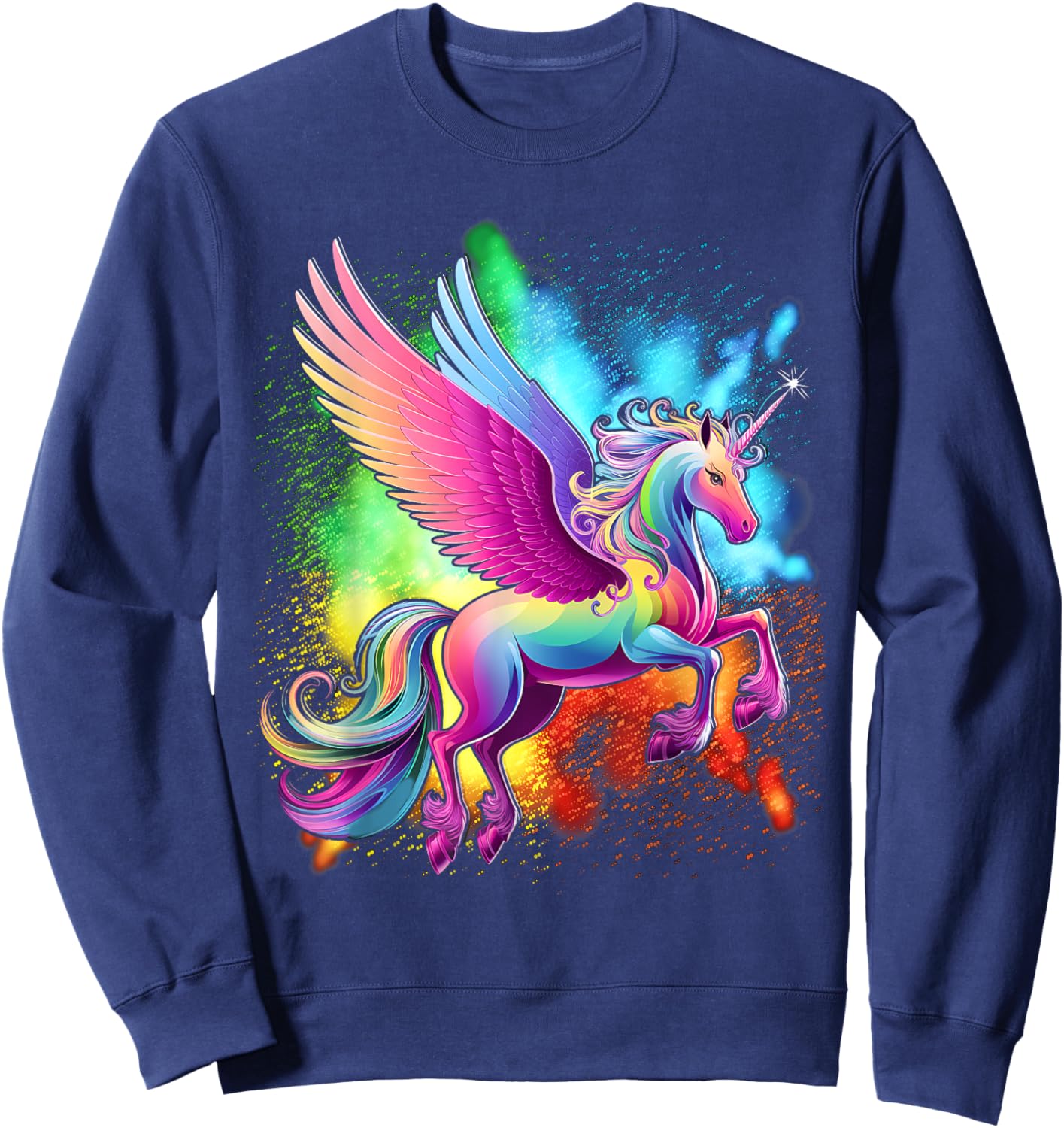 Purple Unicorn Colorful Psychedelic kawaii Trippy alt Sweatshirt - Sweatshirt | Navy