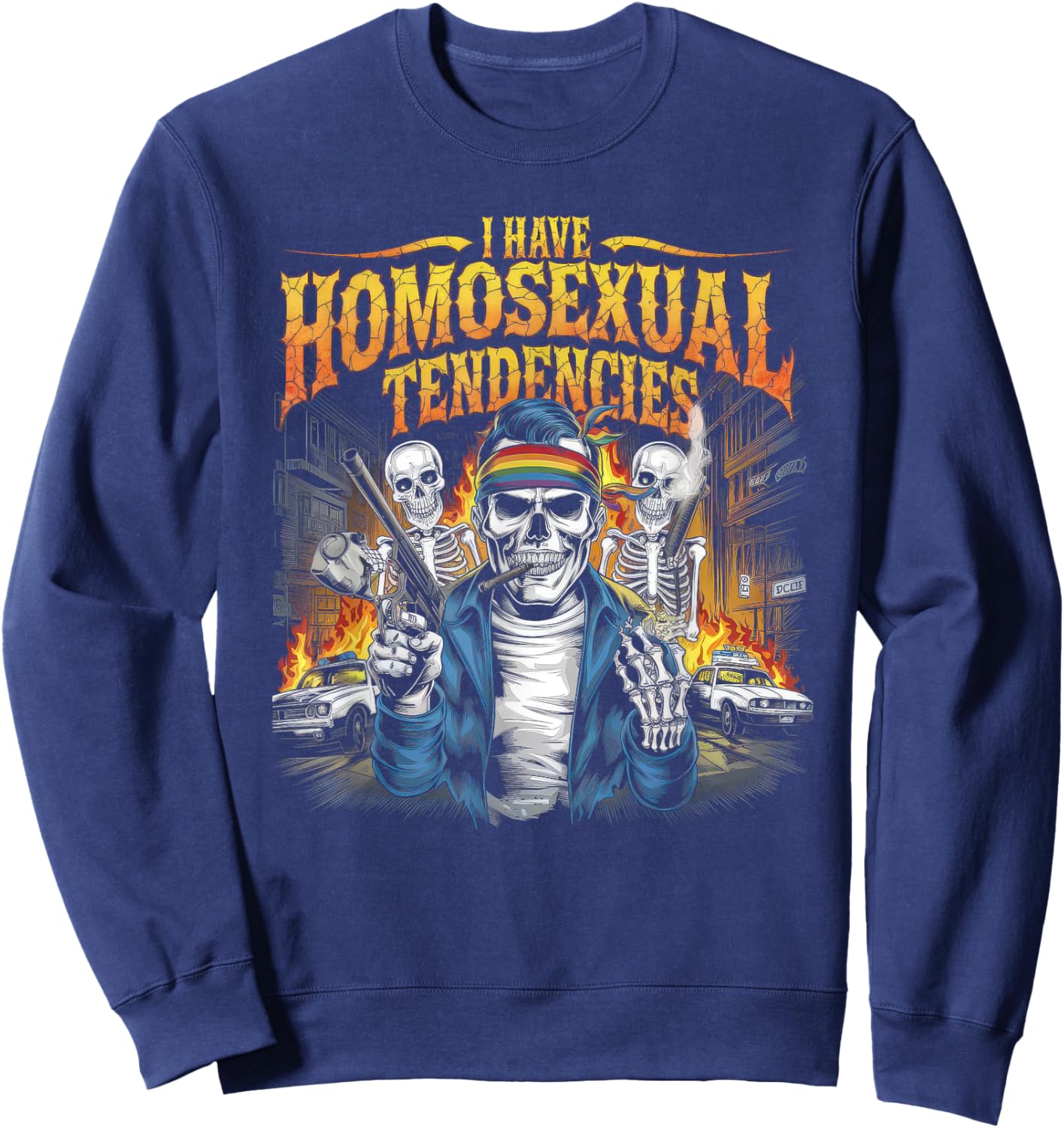 I Have Homosexual Tendencies Men Funny Skeleton Meme Sweatshirt - Sweatshirt | Navy