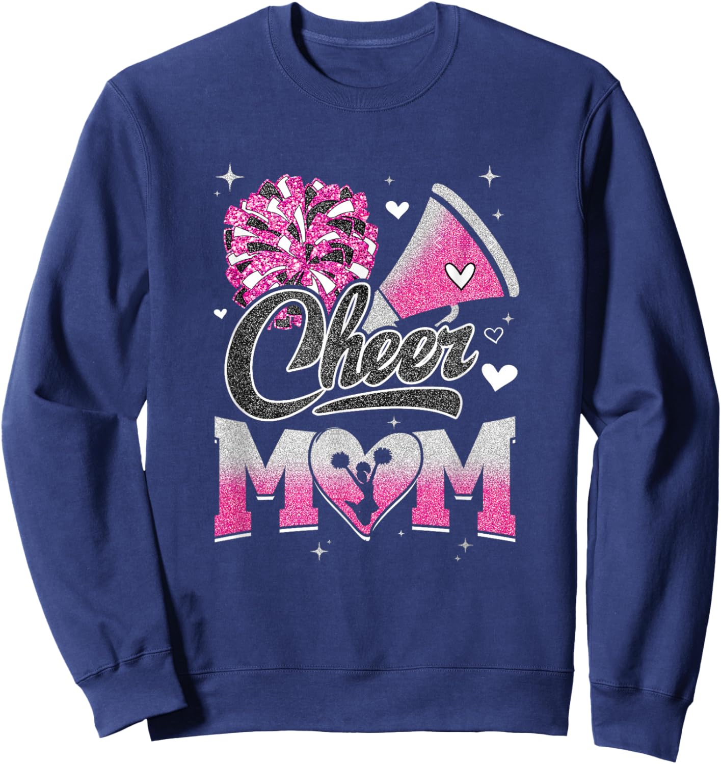 Cheer Mom Pink Cheerleading Football Graphic Sweatshirt - Sweatshirt | Navy