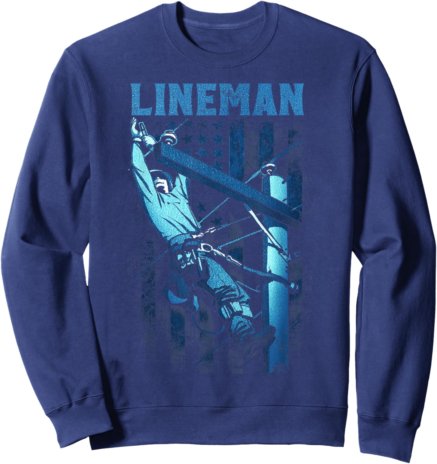Lineman American Flag Electric Cable Lineman Sweatshirt - Sweatshirt | Navy
